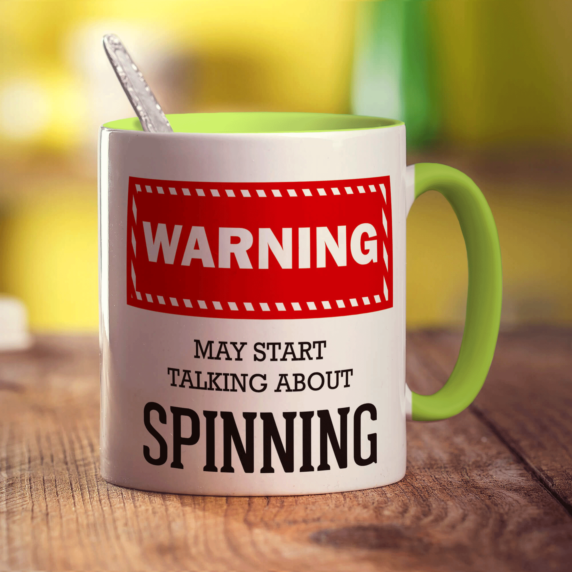 Warning! May Start Talking About Spinning Mug