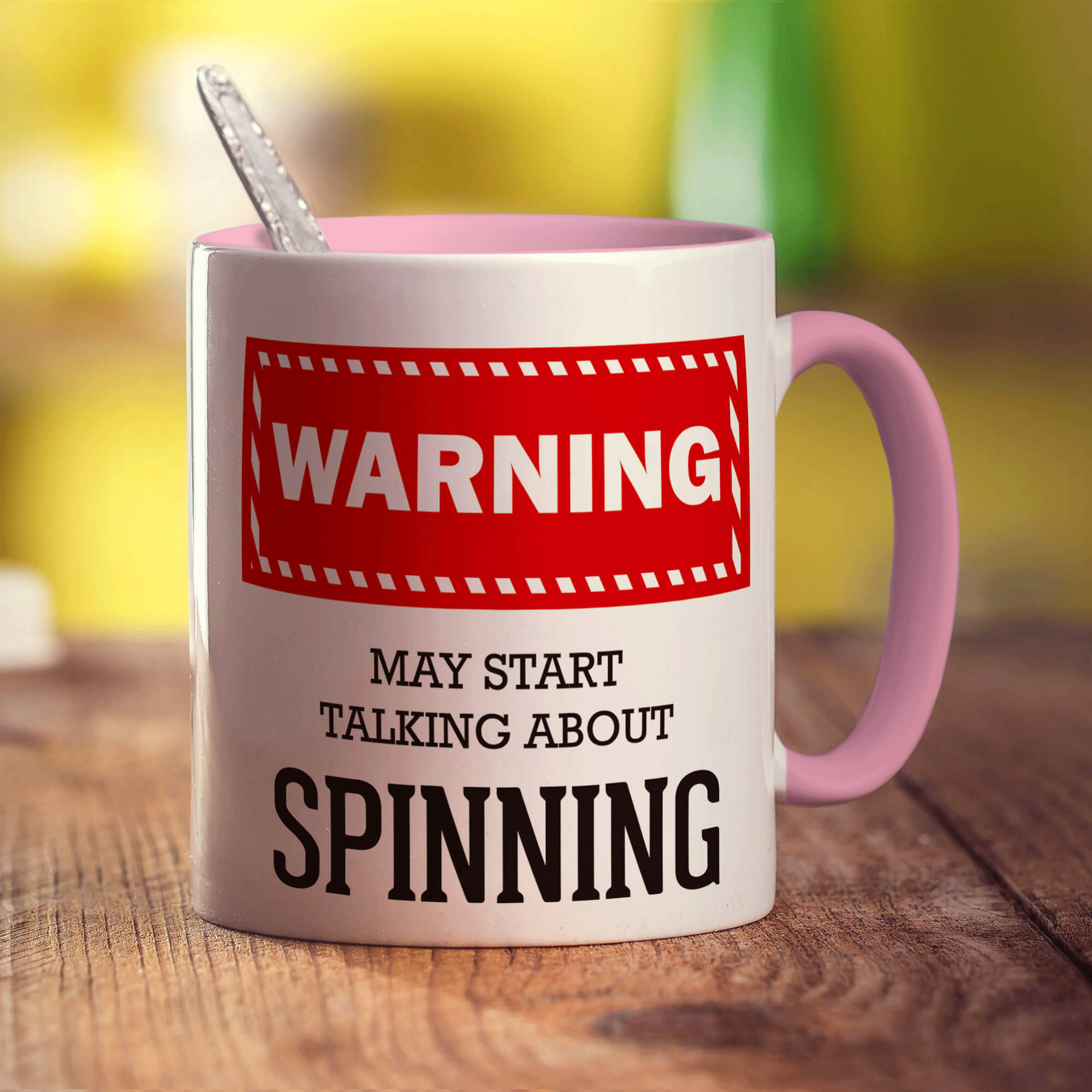Warning! May Start Talking About Spinning Mug