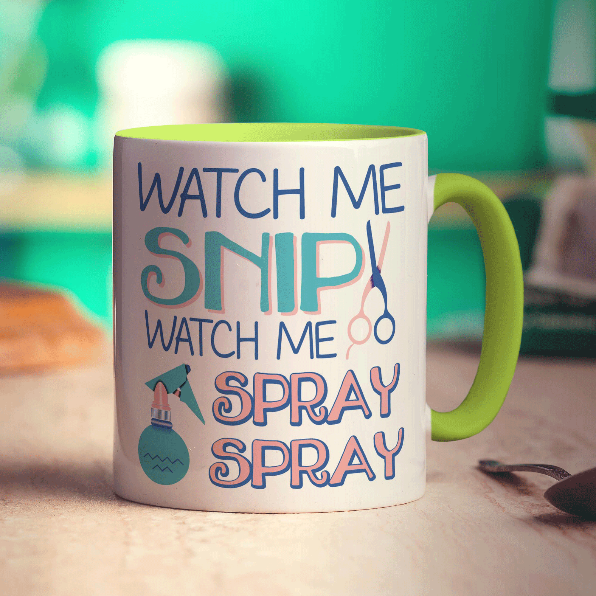 Watch Me Snip Watch Me, Spray, Spray Mug - Standard 330ml (11oz) / Green