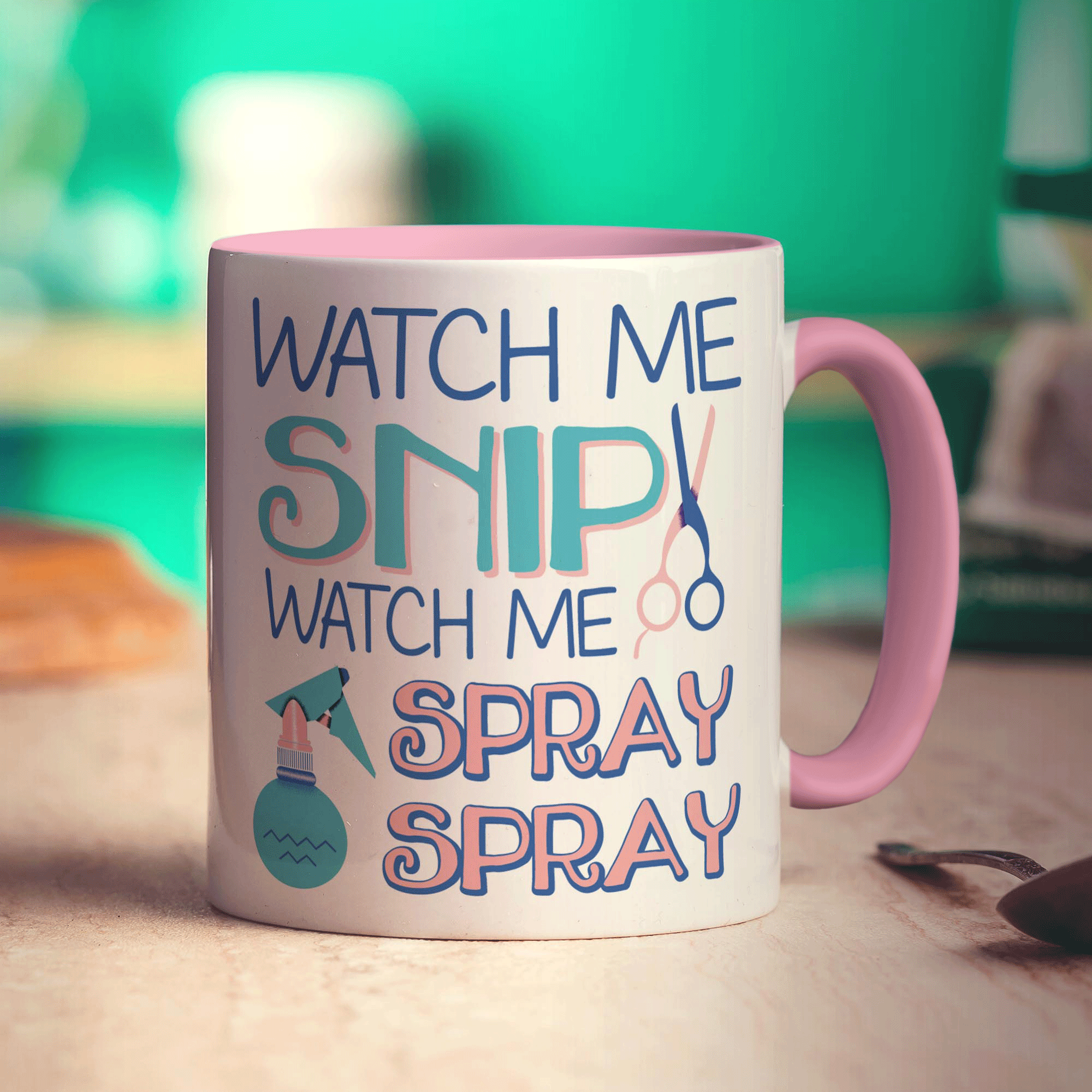 Watch Me Snip Watch Me, Spray, Spray Mug - Standard 330ml (11oz) / Pink