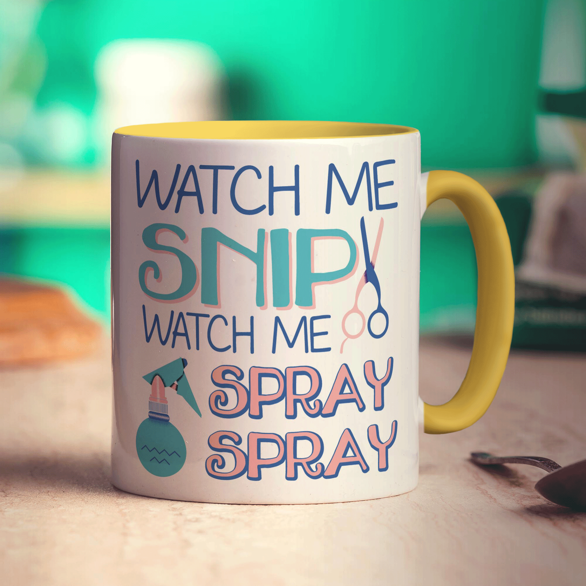 Watch Me Snip Watch Me, Spray, Spray Mug - Standard 330ml (11oz) / Yellow