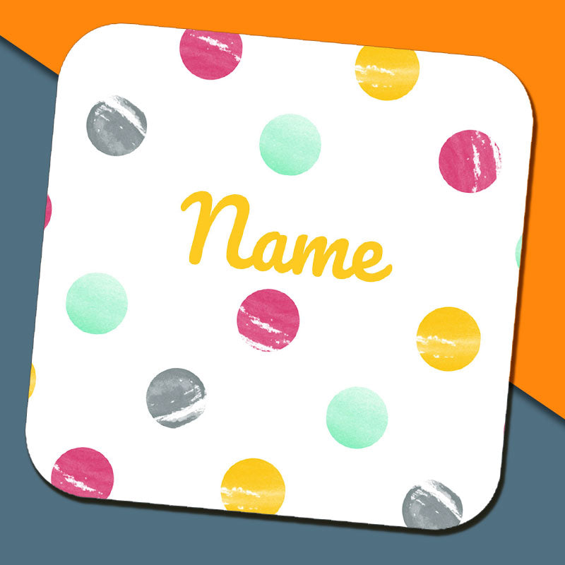 Watercolour Dotty Name Coaster