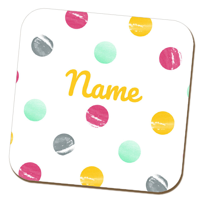 Watercolour Dotty Name Coaster