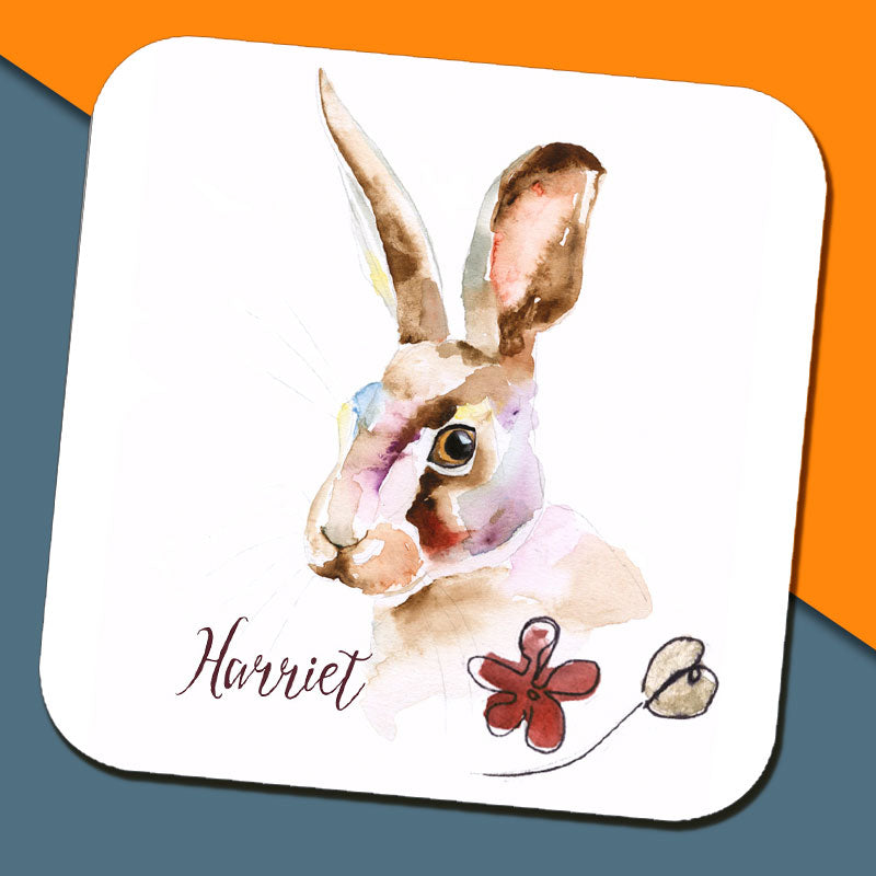 Watercolour Hare Coaster by Harriet Perkins