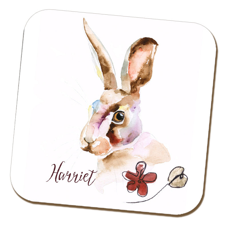 Watercolour Hare Coaster by Harriet Perkins