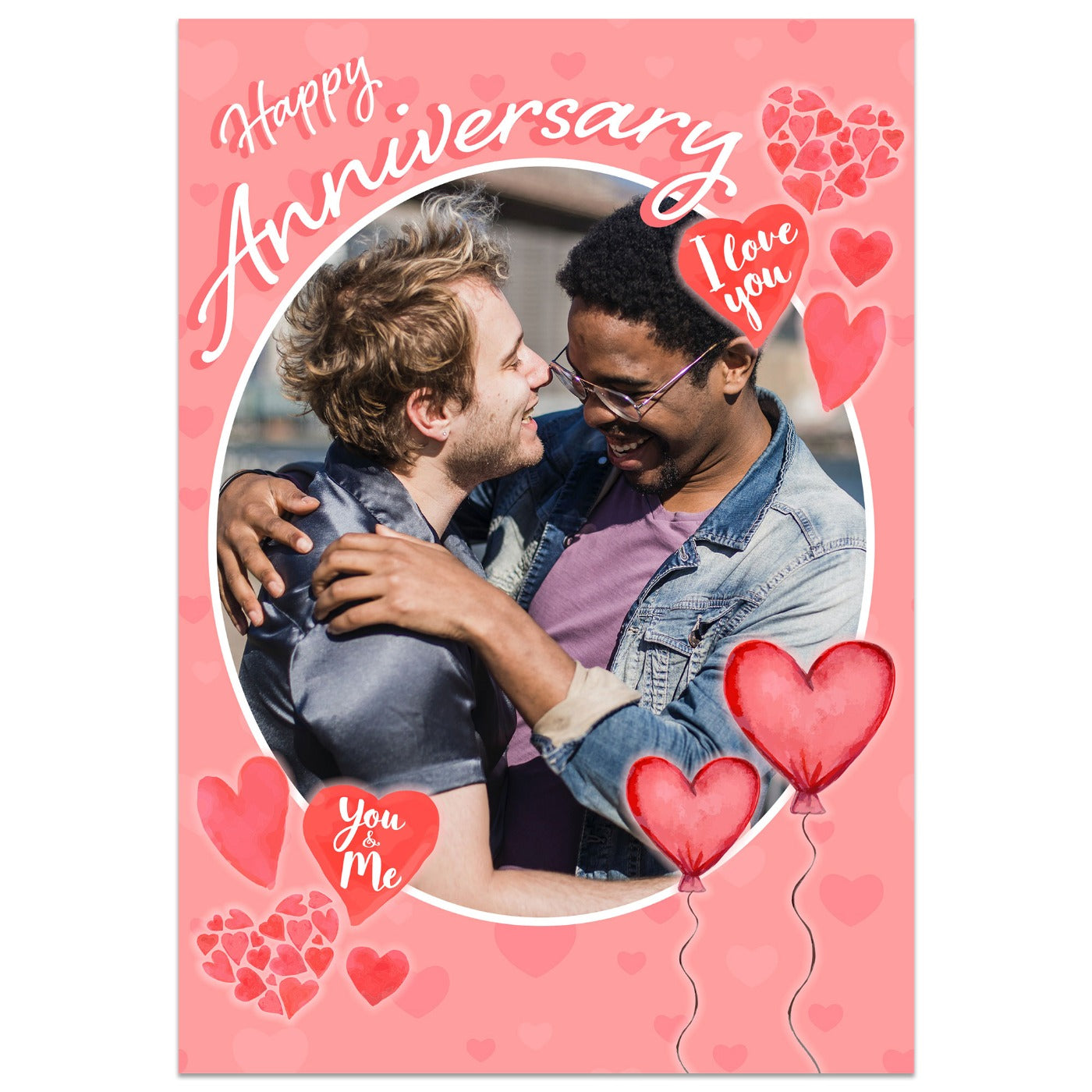 Watercolour Heart Photo Anniversary Card