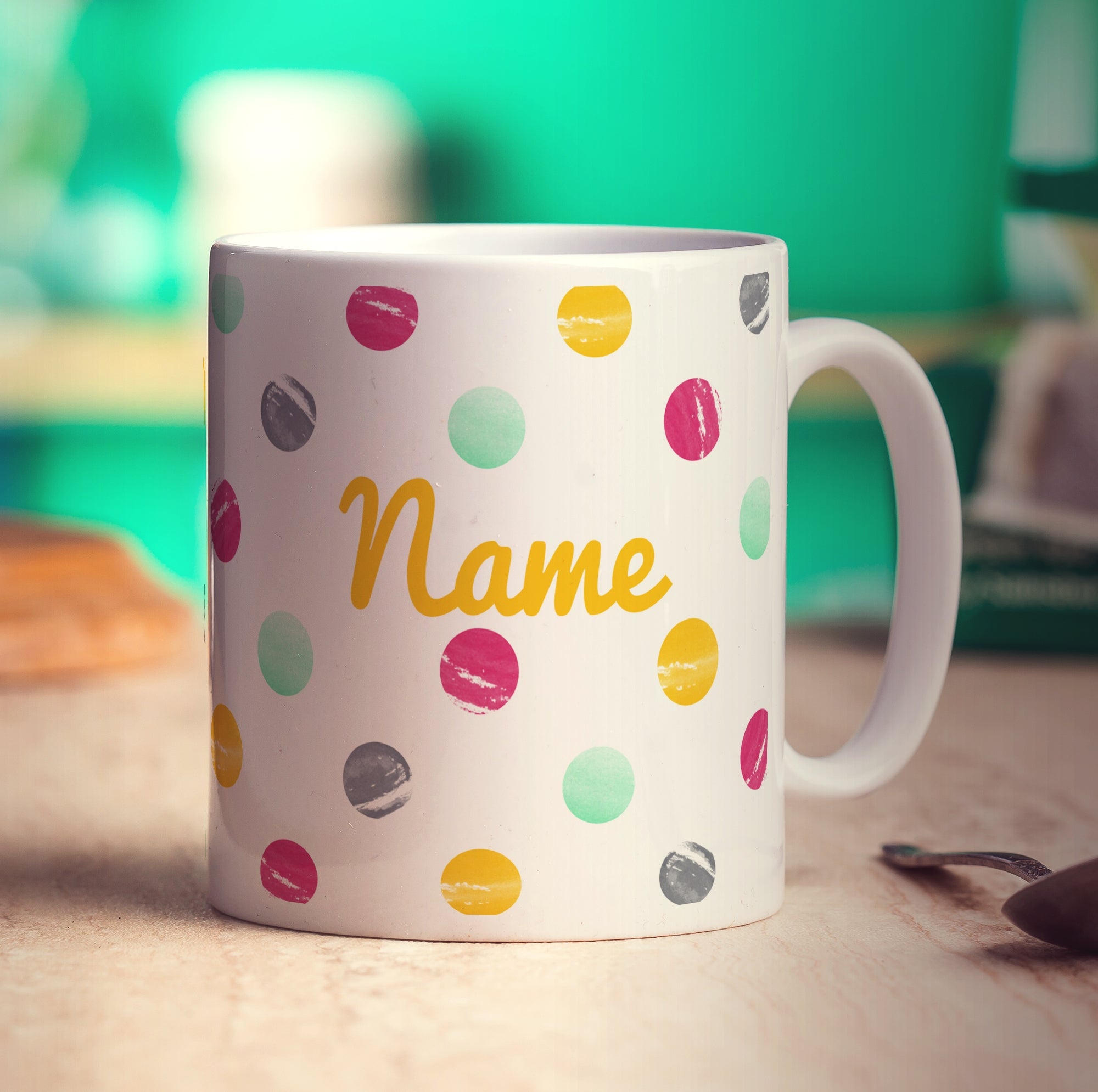 Watercolour Dotty Name Mug