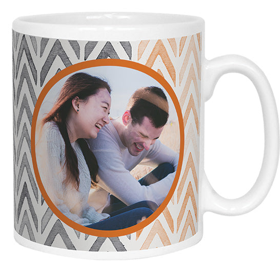 Orange Watercolour Chevron Photo Mug