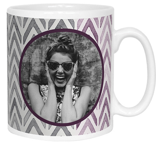 Purple Watercolour Chevron Photo Mug