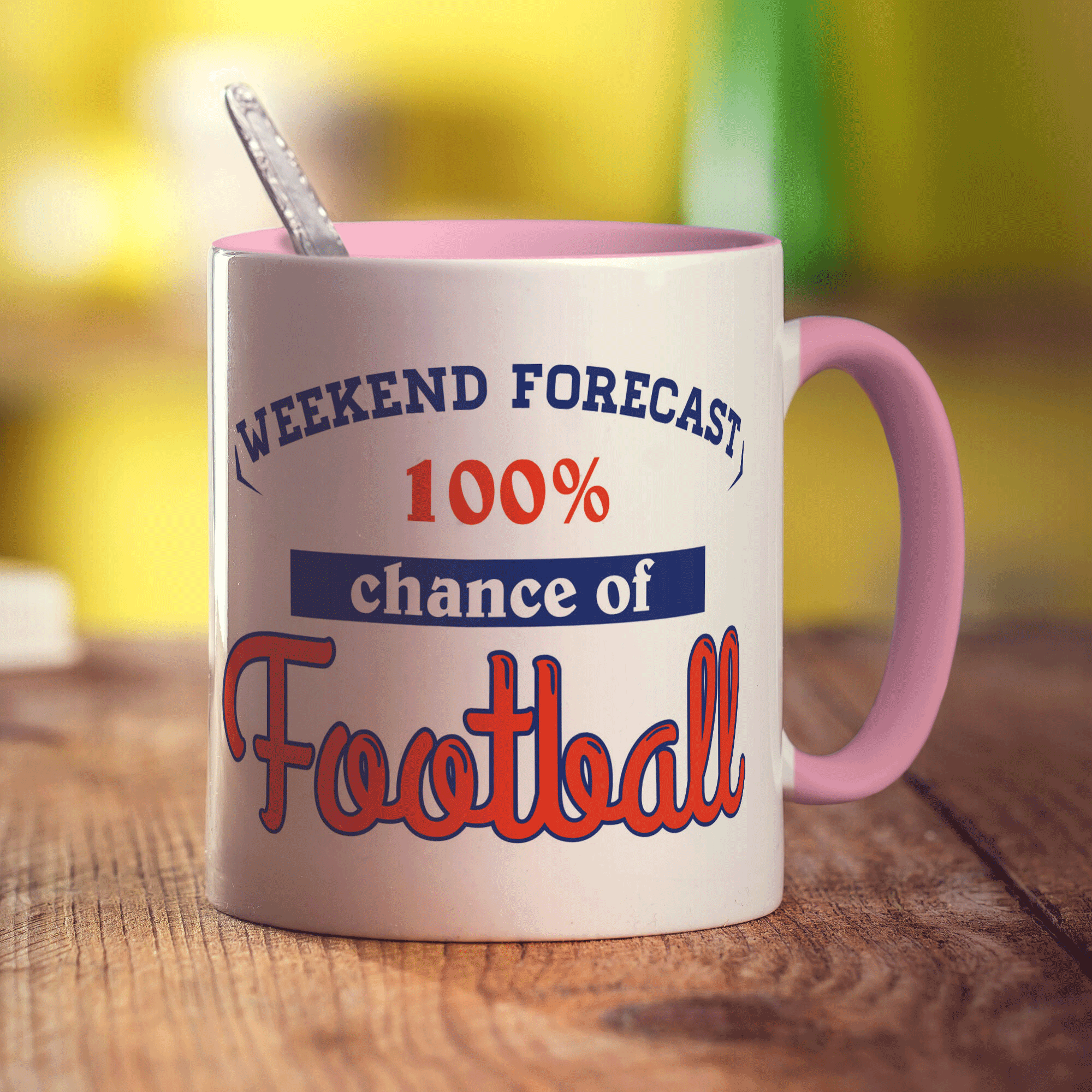 Weekend Forecast 100% Chance of Football Mug - Standard 330ml (11oz) / Pink