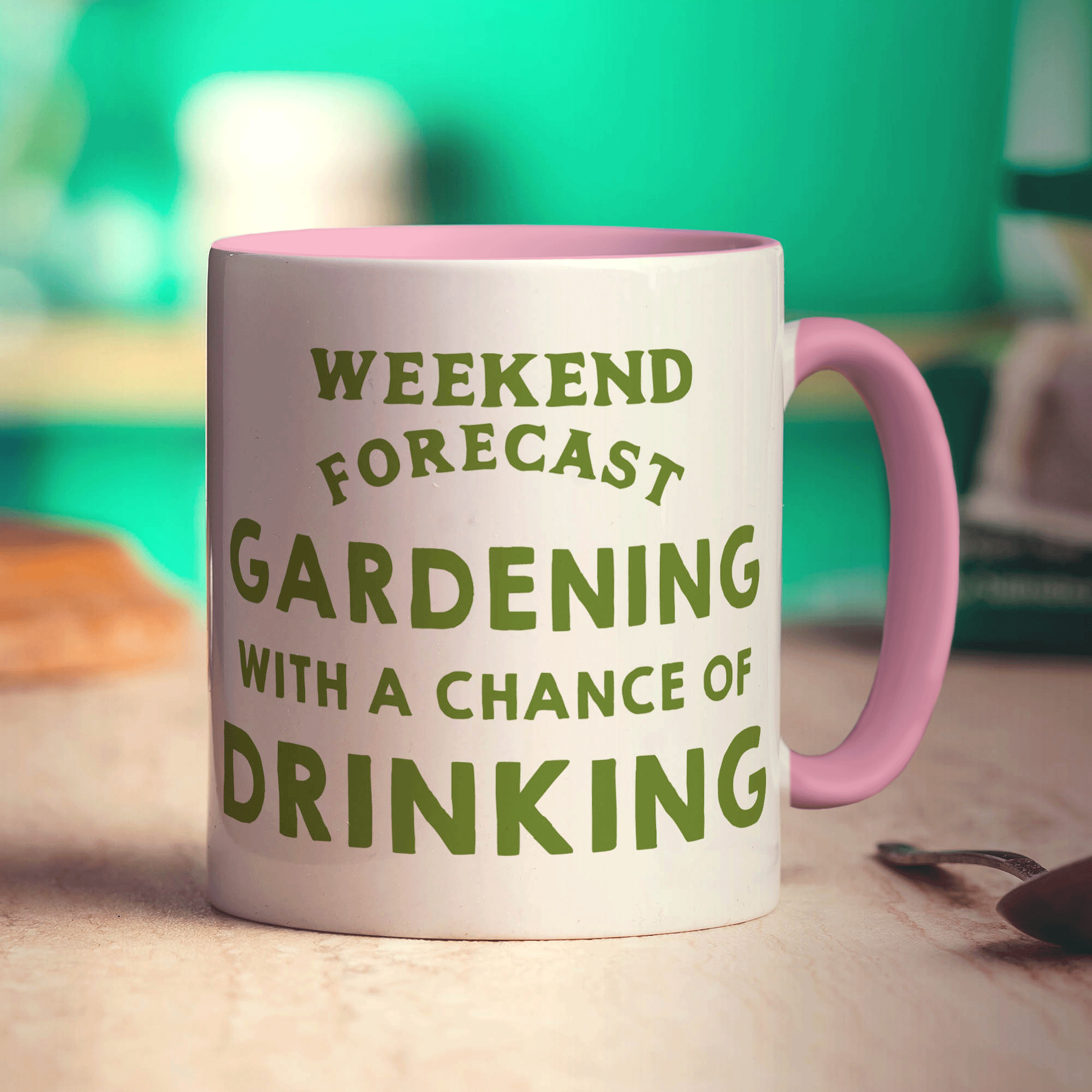 Weekend Forecast Gardening with a Chance of Drinking Mug - Standard 330ml (11oz) / Pink