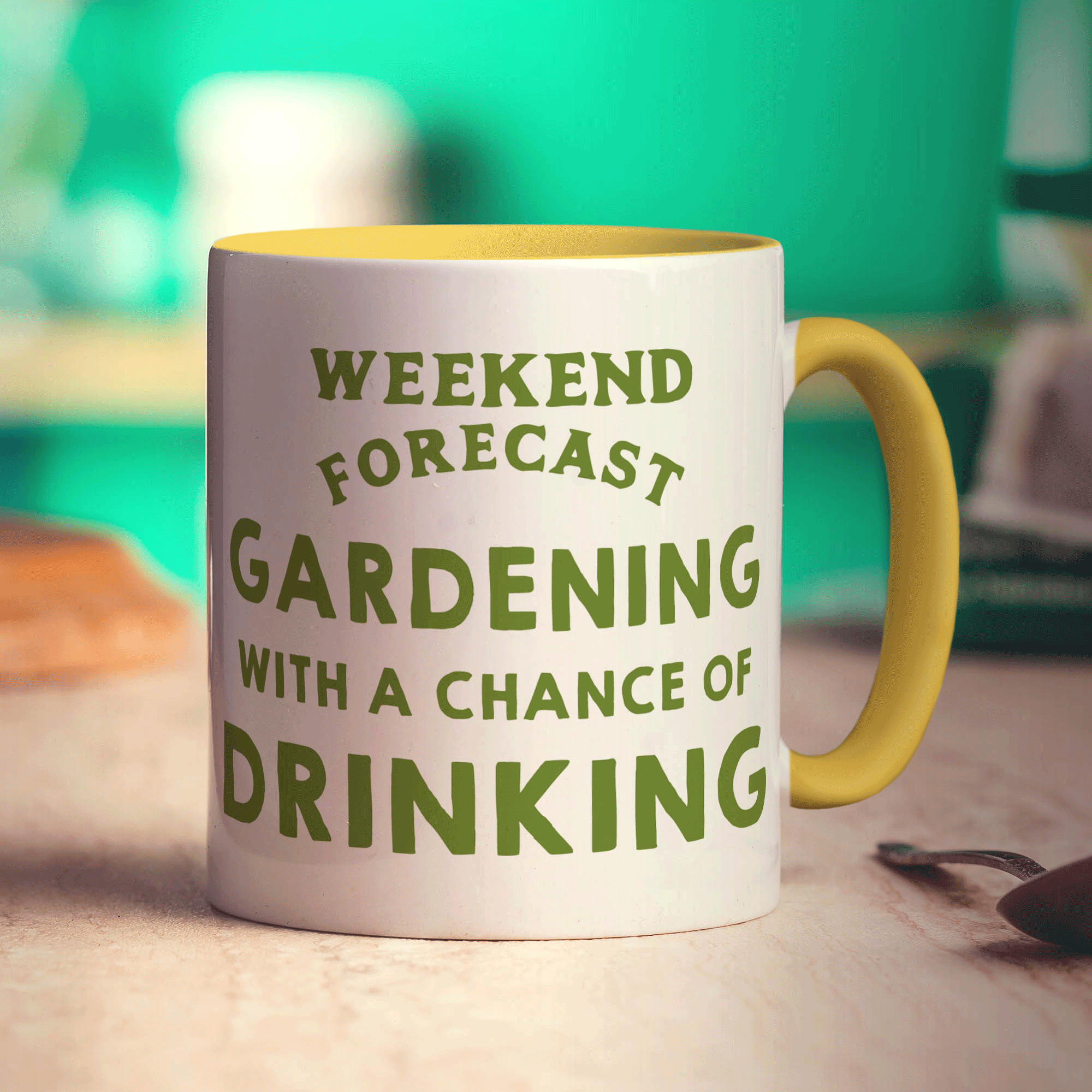 Weekend Forecast Gardening with a Chance of Drinking Mug - Standard 330ml (11oz) / Yellow