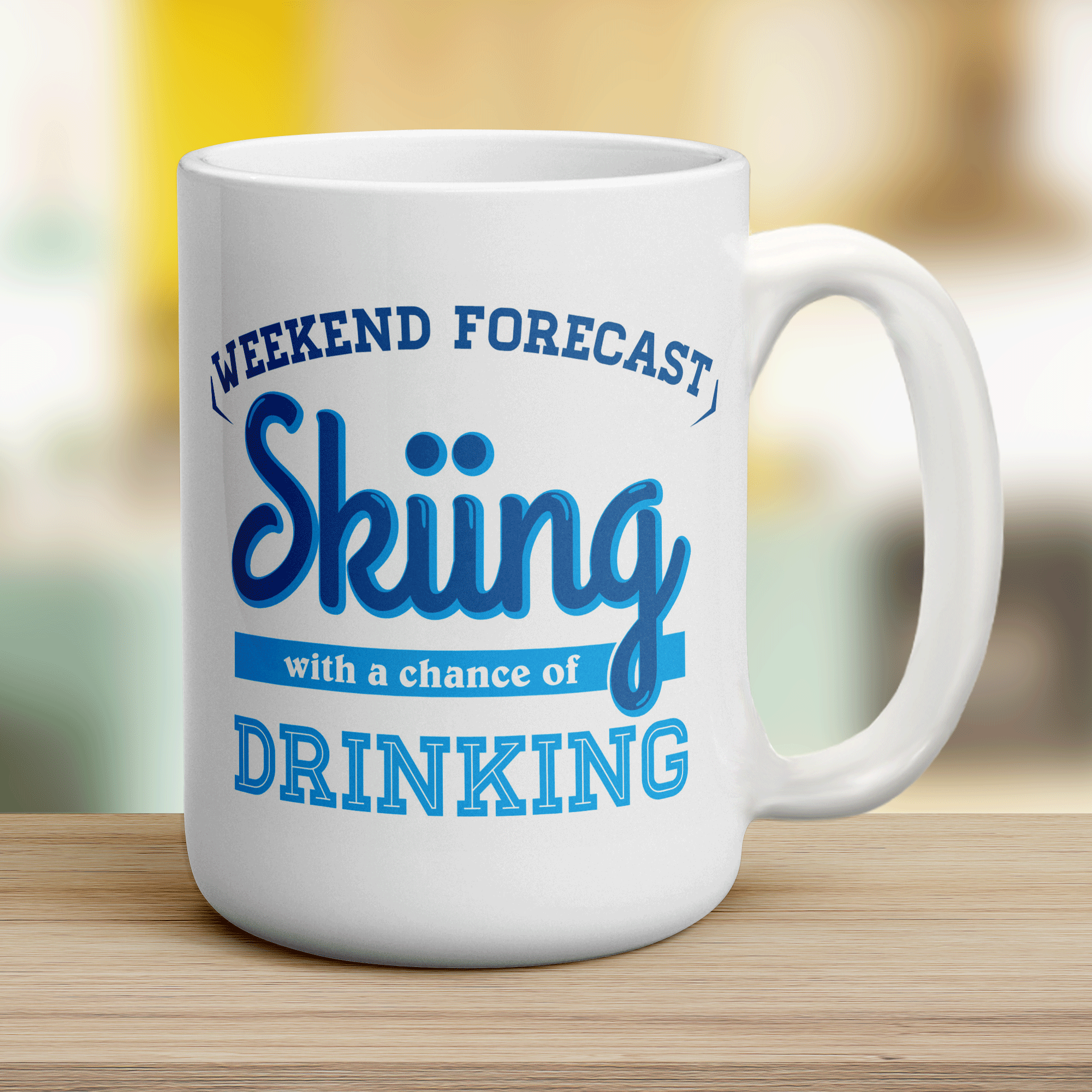Weekend Forecast Skiing with a Chance of Drinking Mug - Jumbo 440ml (15oz) / White