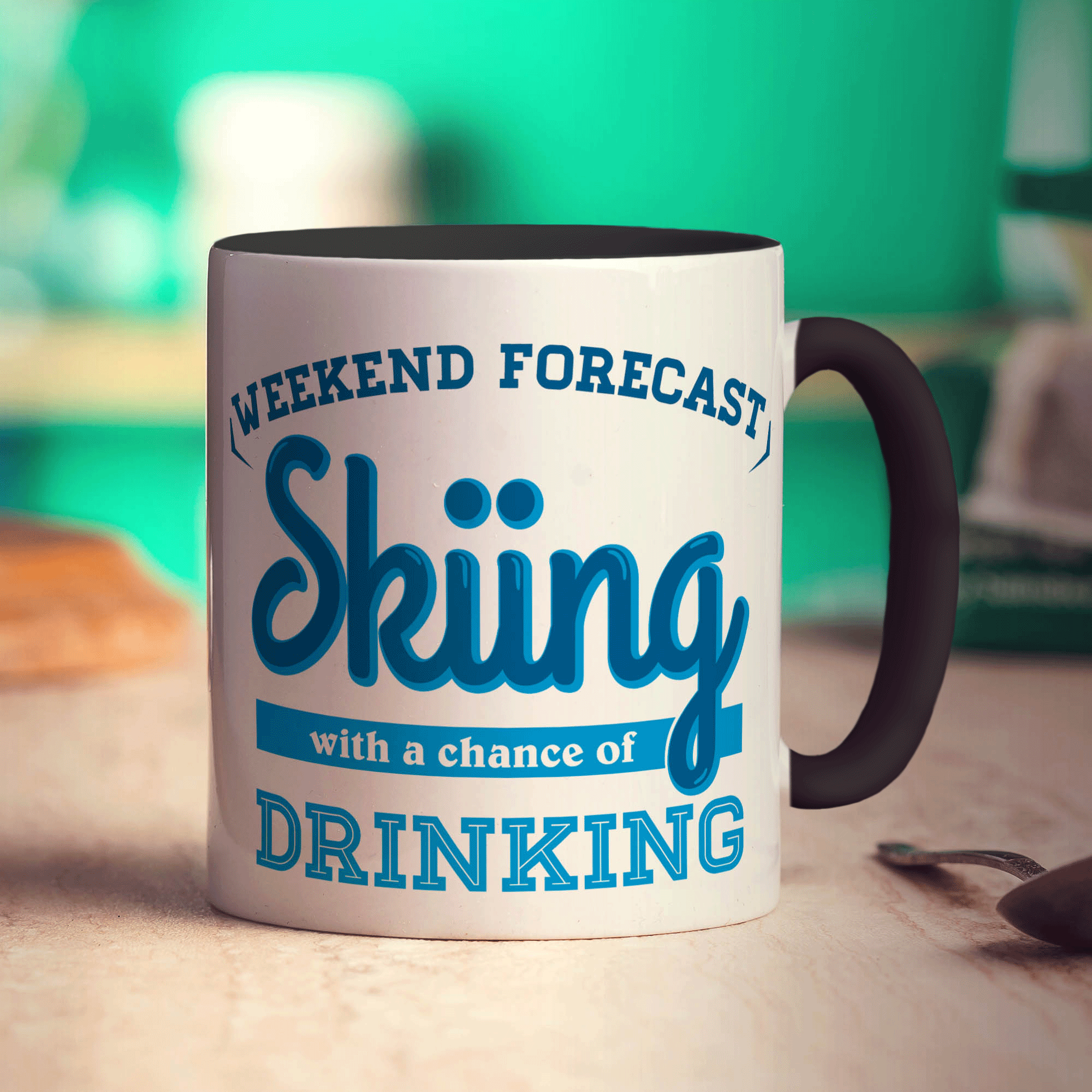 Weekend Forecast Skiing with a Chance of Drinking Mug - Standard 330ml (11oz) / Black