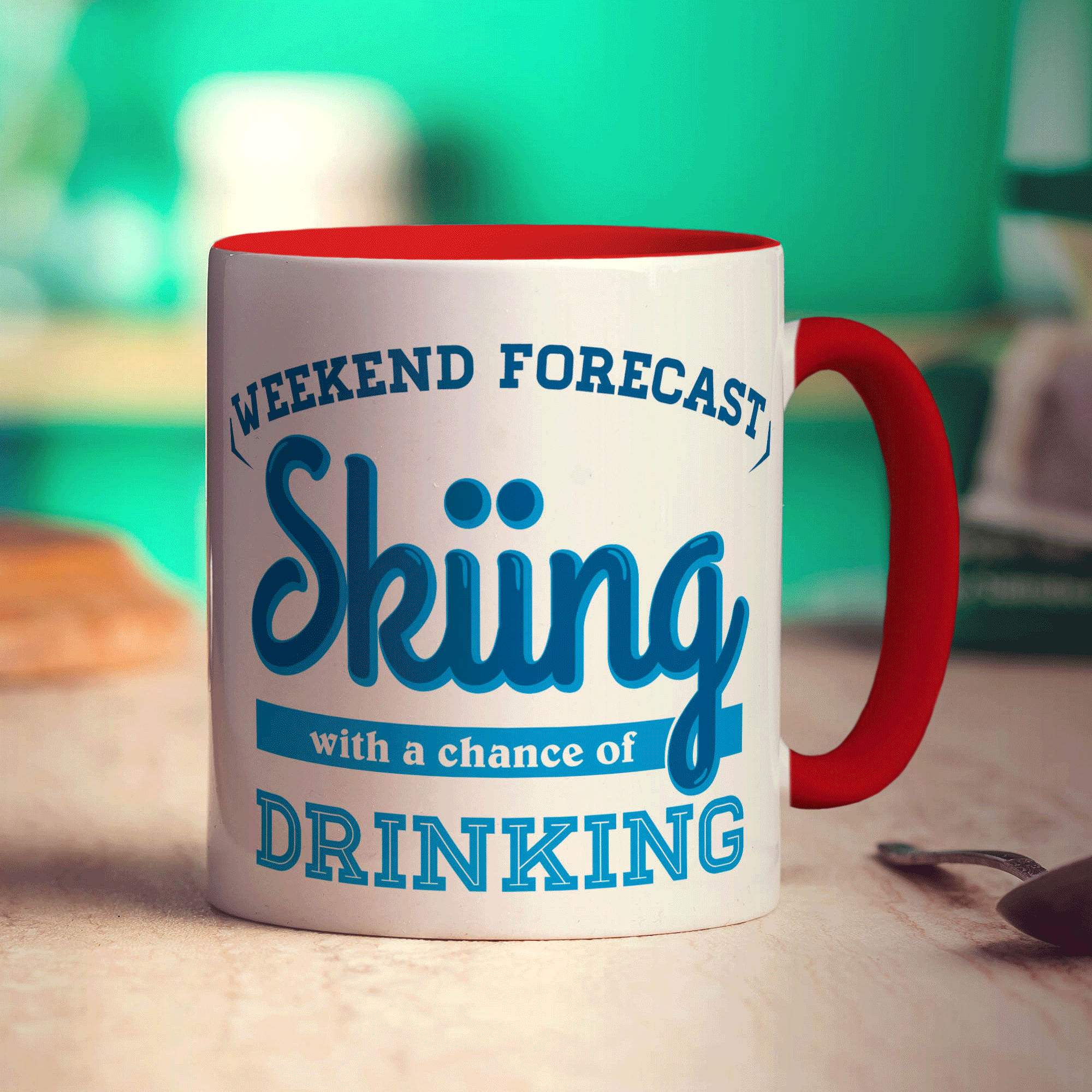 Weekend Forecast Skiing with a Chance of Drinking Mug - Standard 330ml (11oz) / Red
