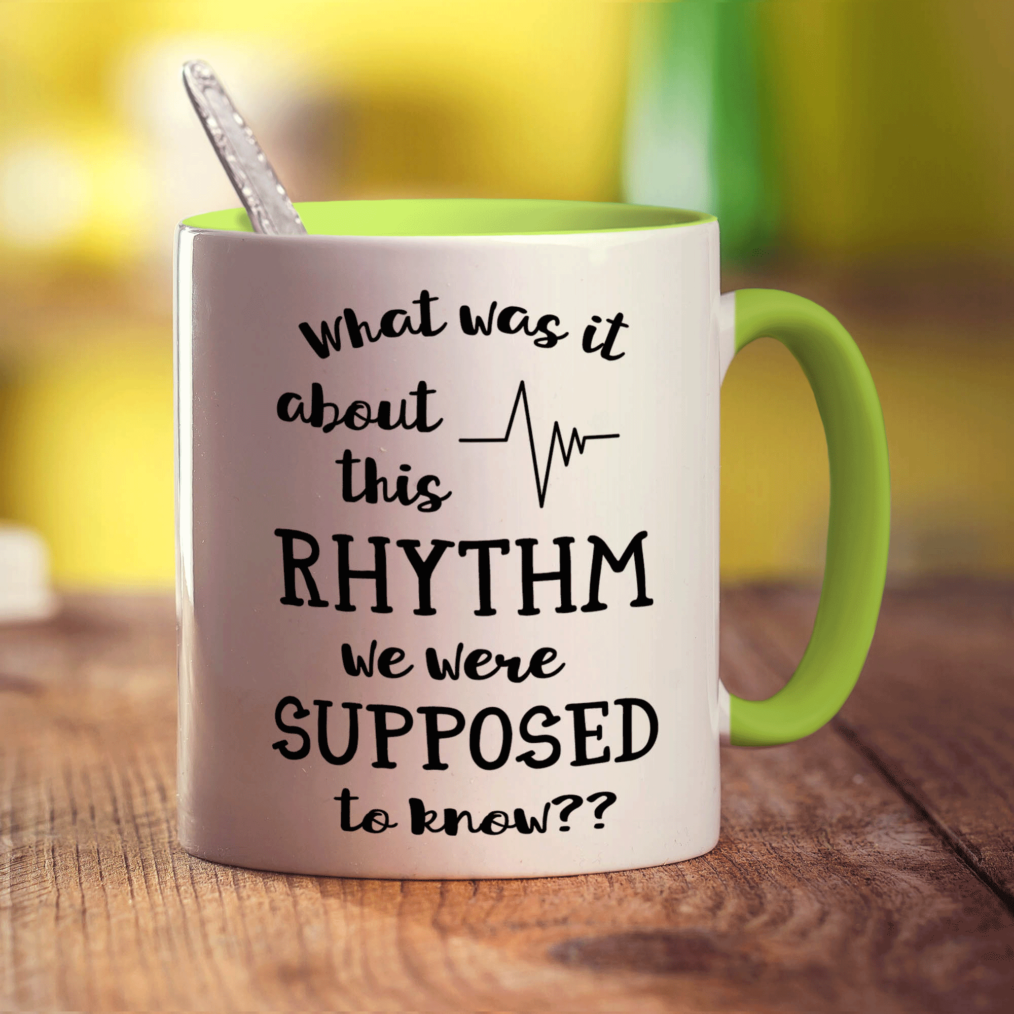 What Was It About This Rhythm We Were Supposed To Know? Mug - Standard 330ml (11oz) / Green