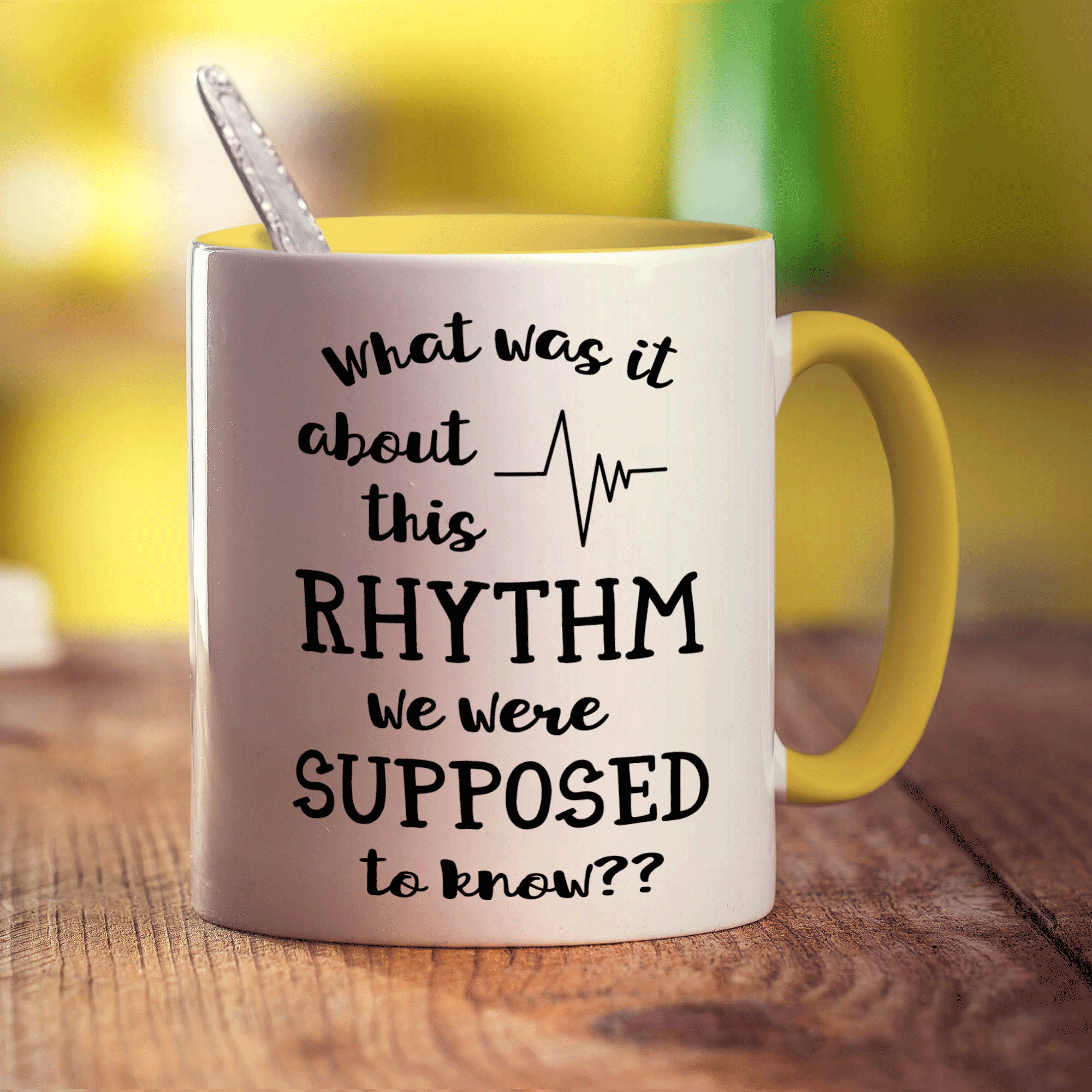What Was It About This Rhythm We Were Supposed To Know? Mug - Standard 330ml (11oz) / Yellow