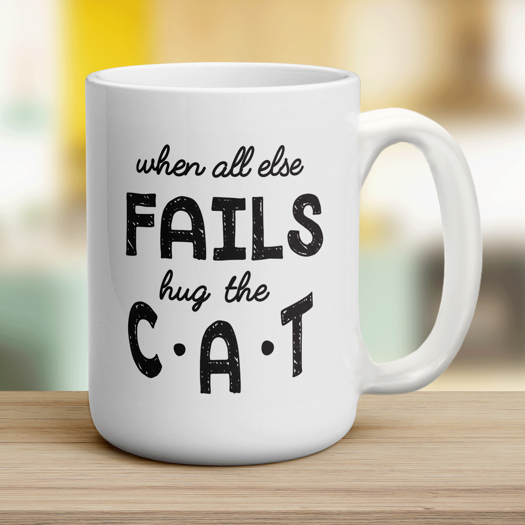 When all Else Fails Hug The Cat Mug - Jumbo 440ml (15oz) / White