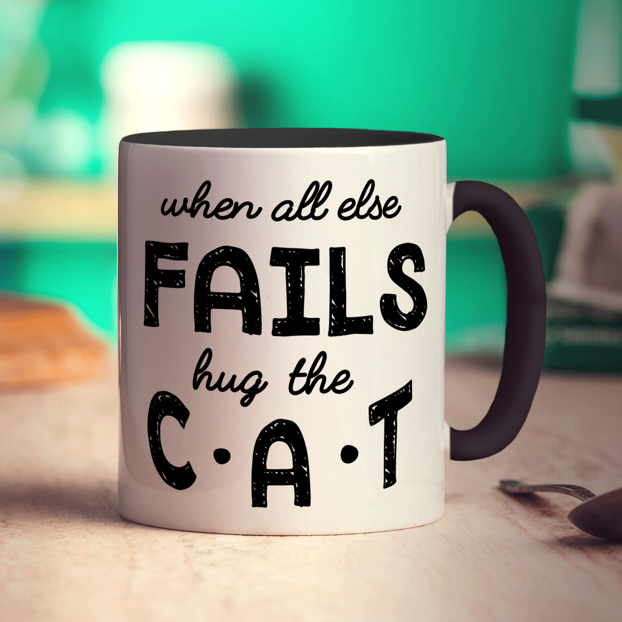 When all Else Fails Hug The Cat Mug - Standard 330ml (11oz) / Black