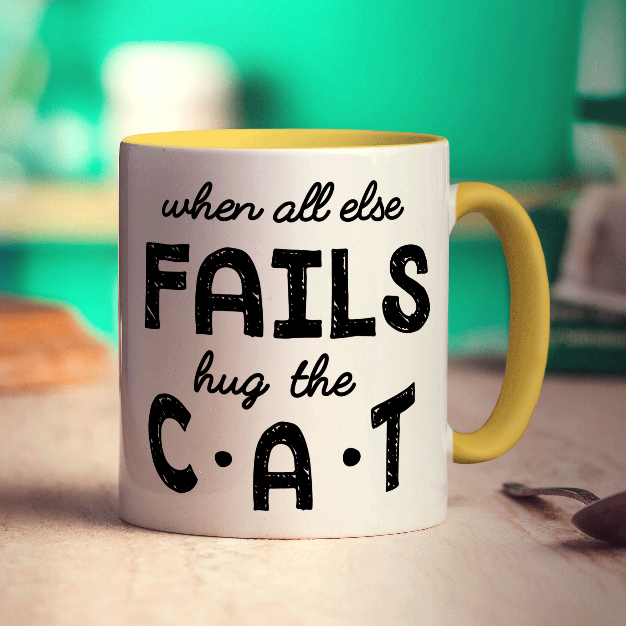 When all Else Fails Hug The Cat Mug - Standard 330ml (11oz) / Yellow