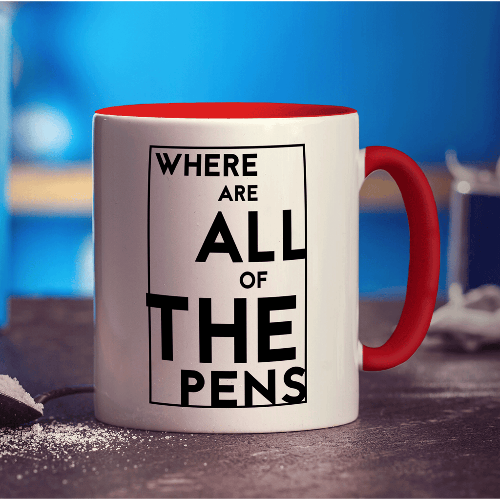 Where Are All The Pens Mug - Standard 330ml (11oz) / Red