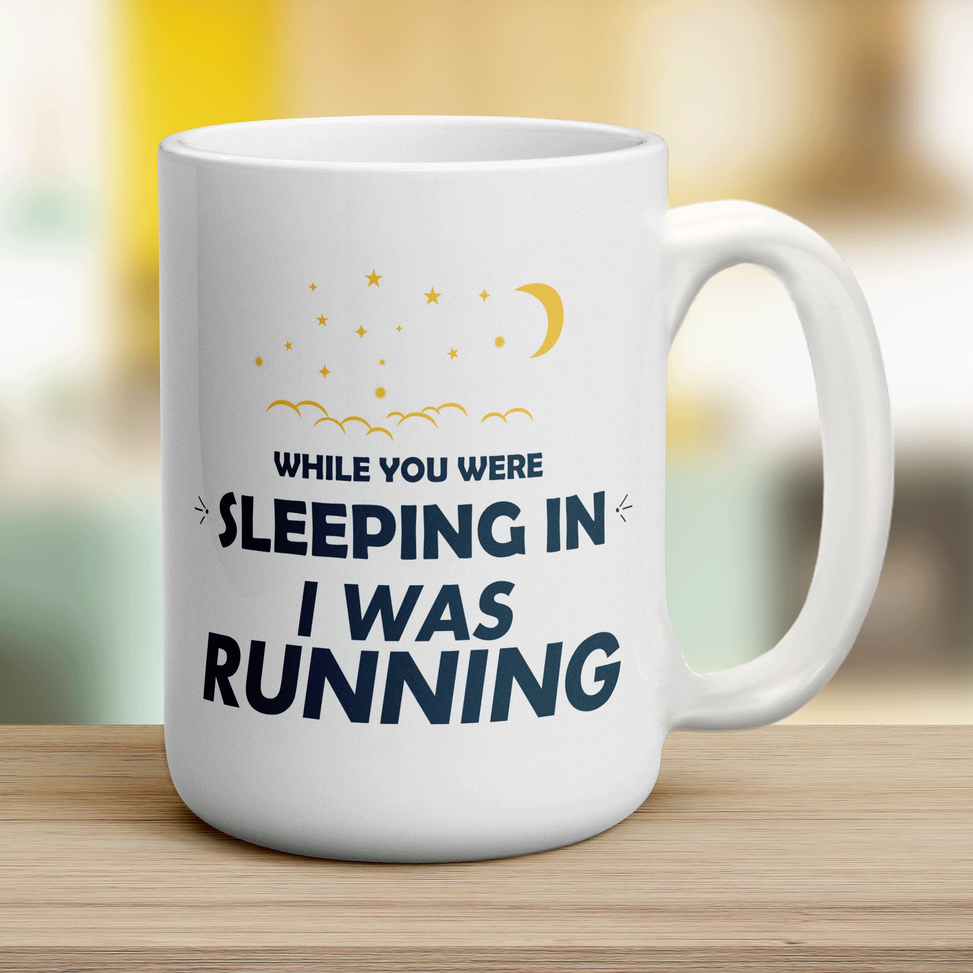 While You Were Sleeping In I was Running Mug - Jumbo 440ml (15oz) / White