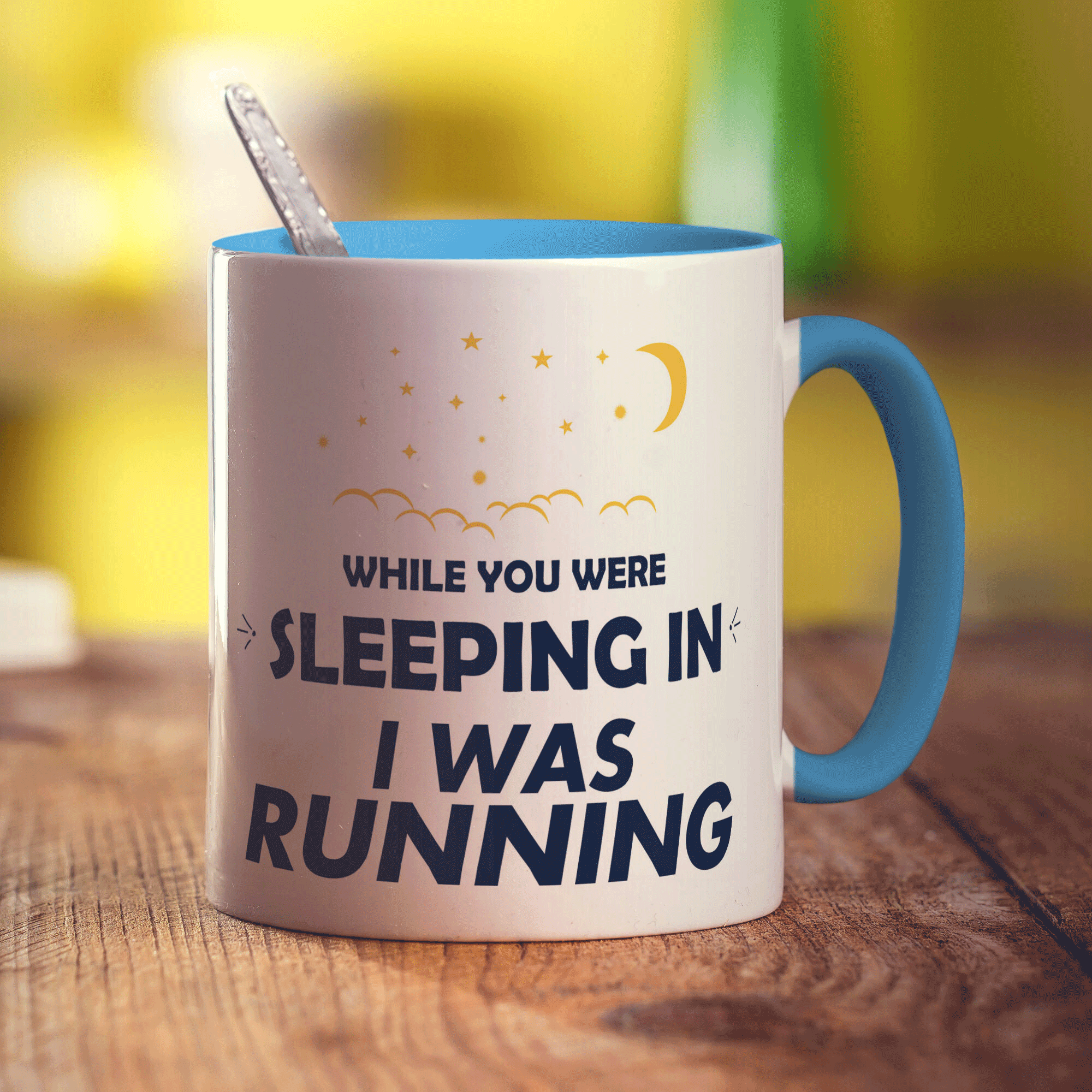 While You Were Sleeping In I was Running Mug - Standard 330ml (11oz) / Blue