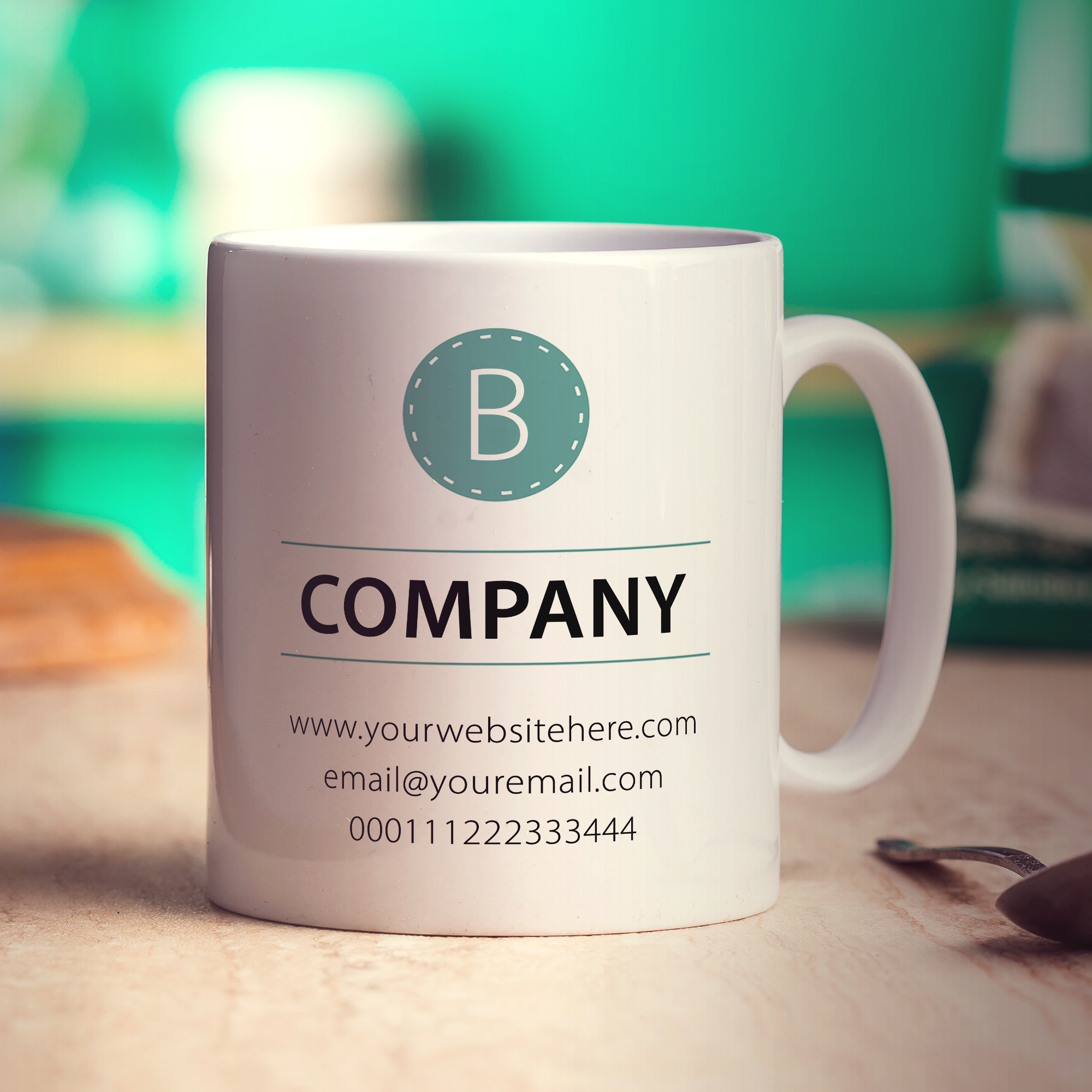 Promotional Mug with Teal Stamp
