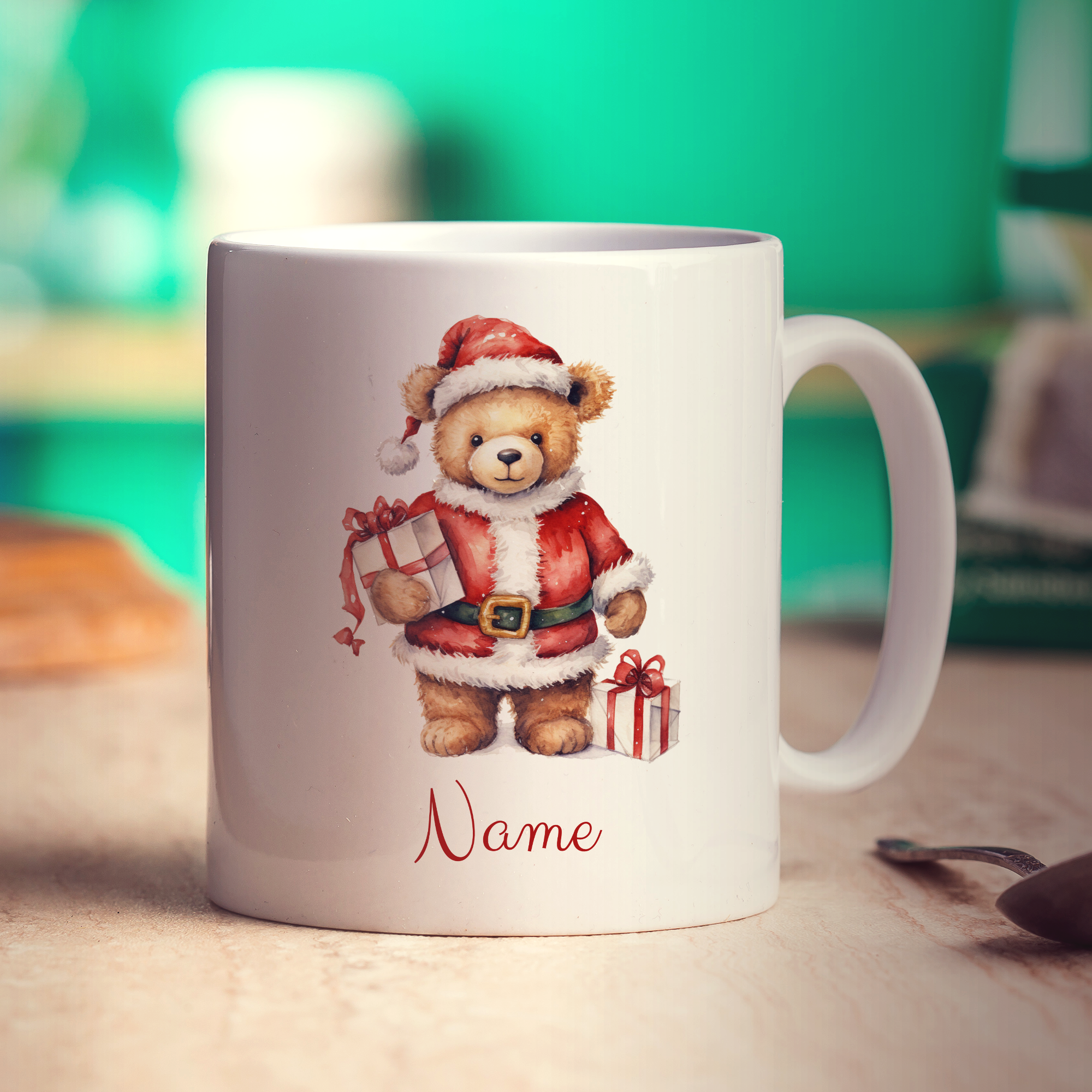 Christmas Teddy Bear Name Mug