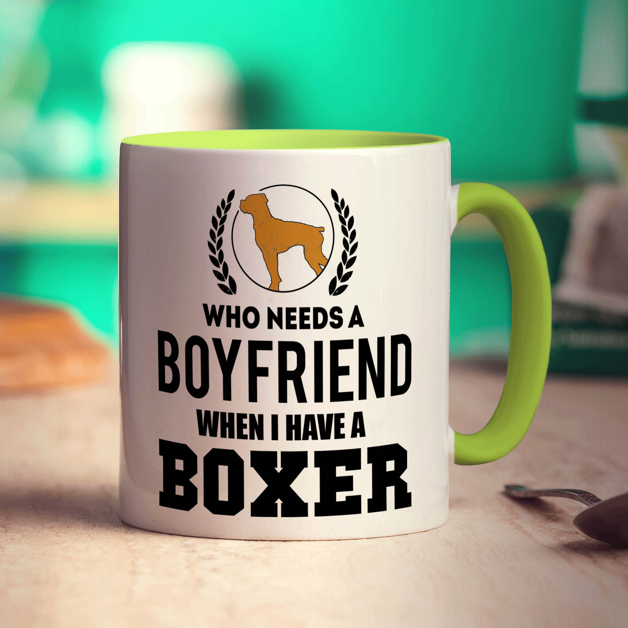 Who Needs A Boyfriend When I Have a Boxer Mug - Standard 330ml (11oz) / Green