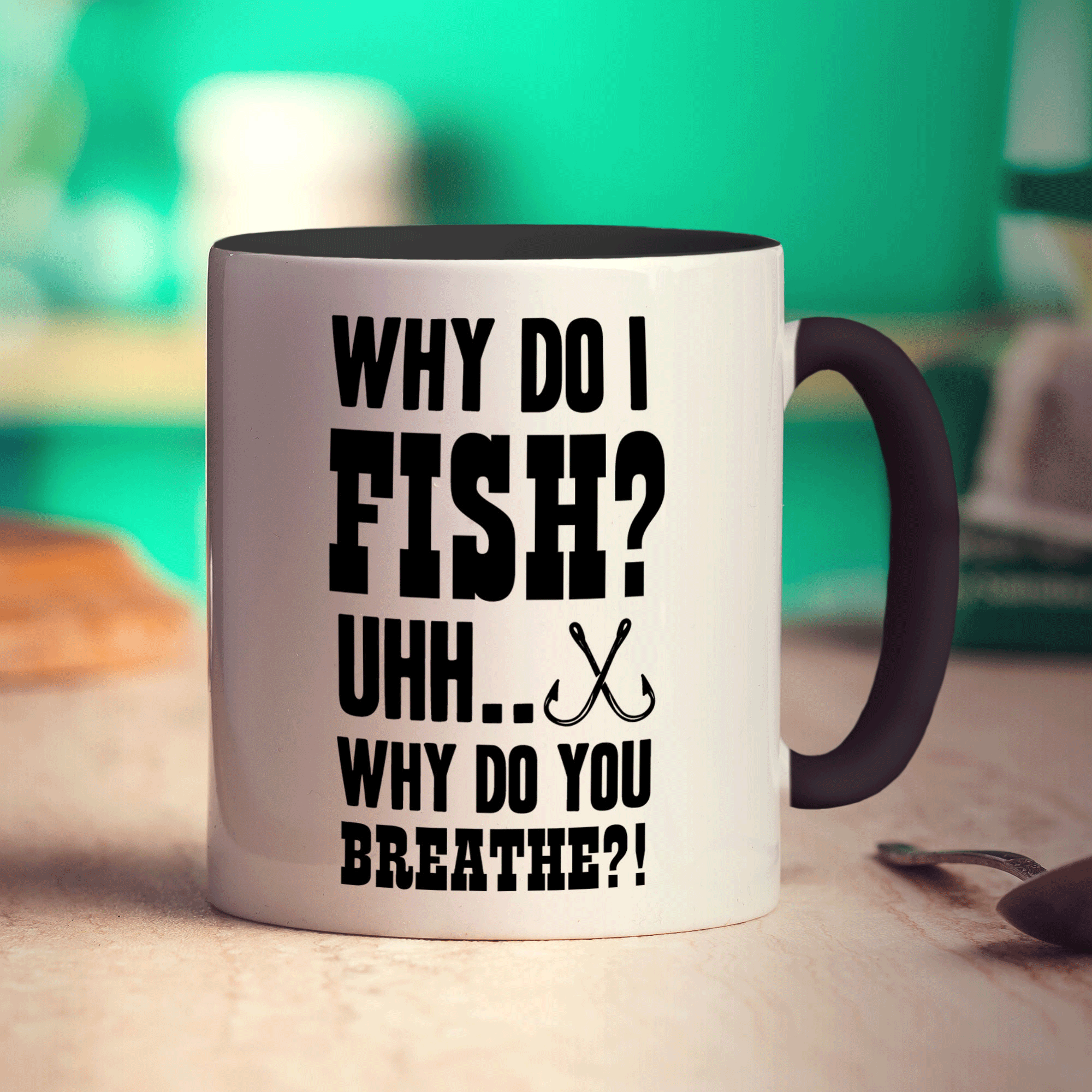 Why Do I Fish? Uhh... Why Do You Breathe?! Mug - Standard 330ml (11oz) / Black