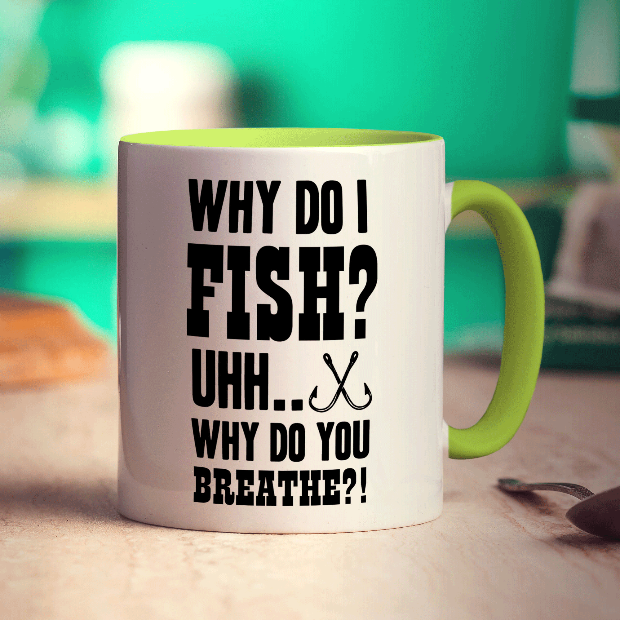 Why Do I Fish? Uhh... Why Do You Breathe?! Mug - Standard 330ml (11oz) / Green