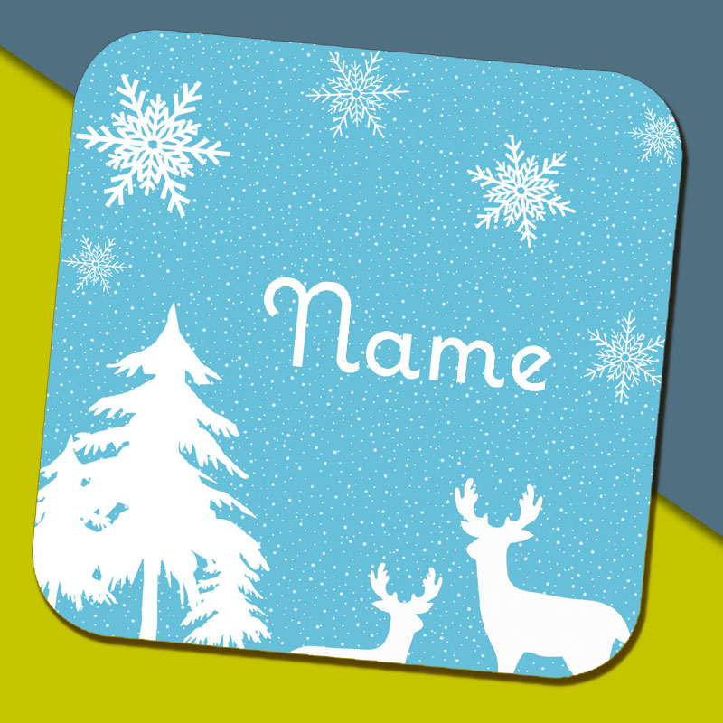 Winter Scene Name Coaster