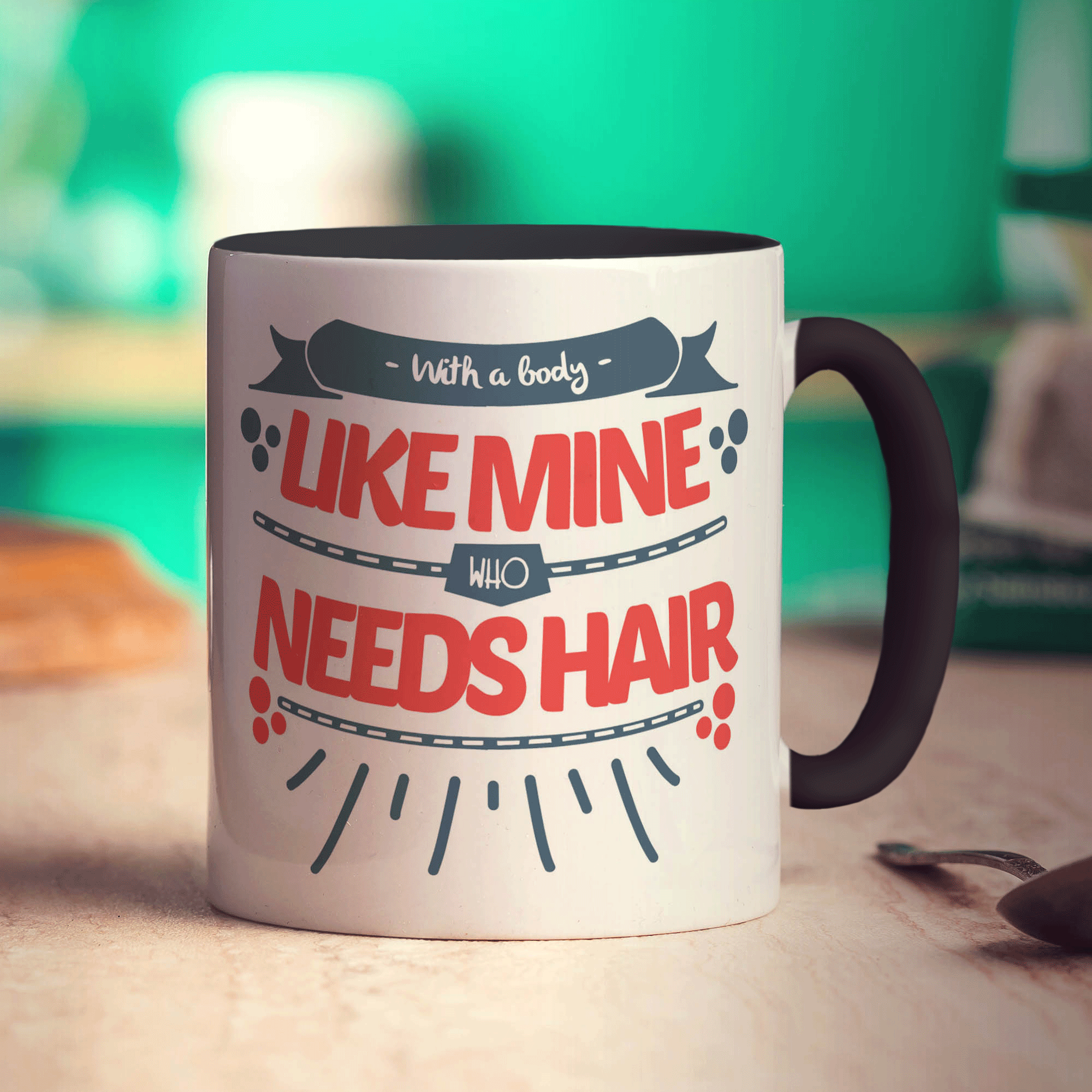 With a Body Like Mine Who Needs Hair Mug - Standard 330ml (11oz) / Black