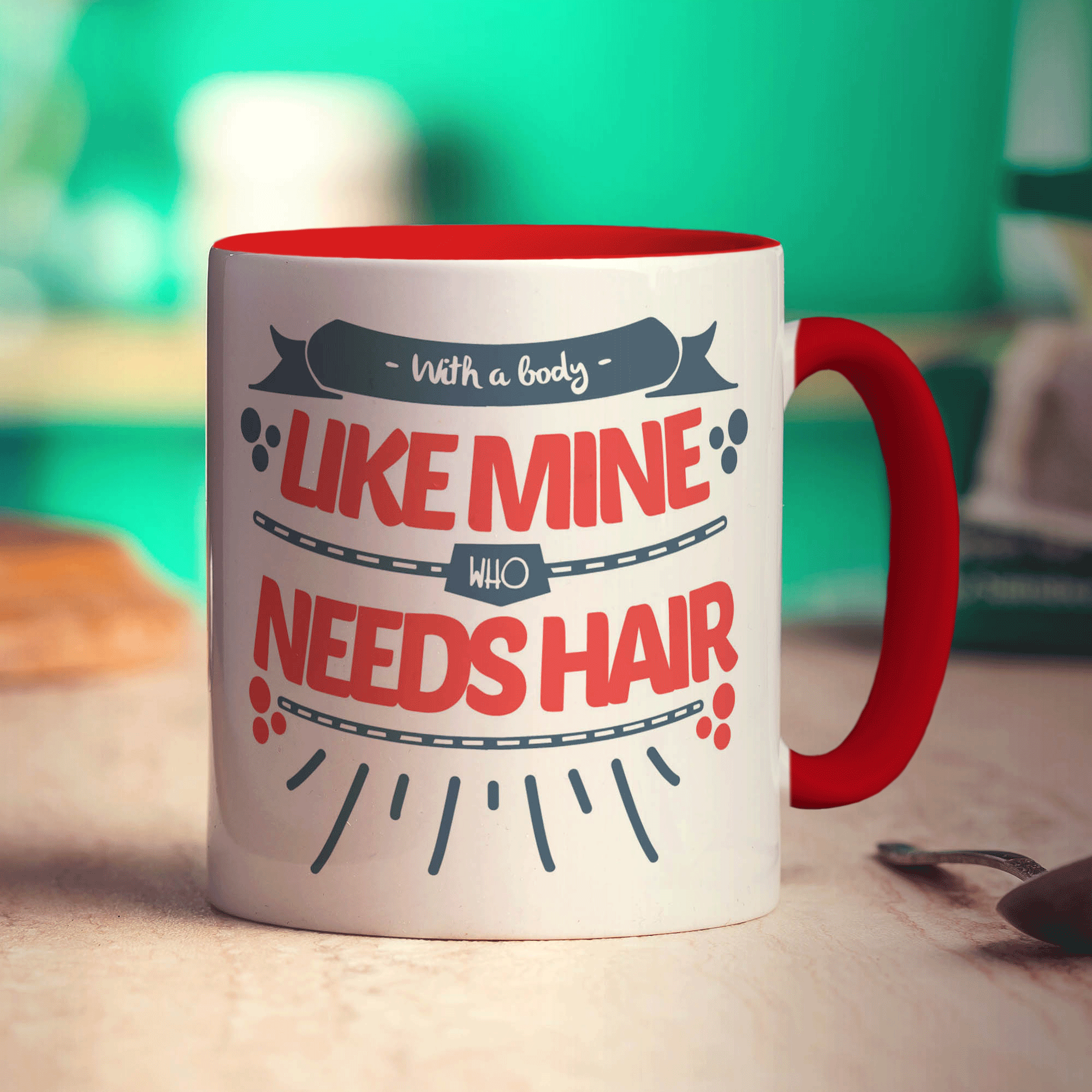 With a Body Like Mine Who Needs Hair Mug - Standard 330ml (11oz) / Red