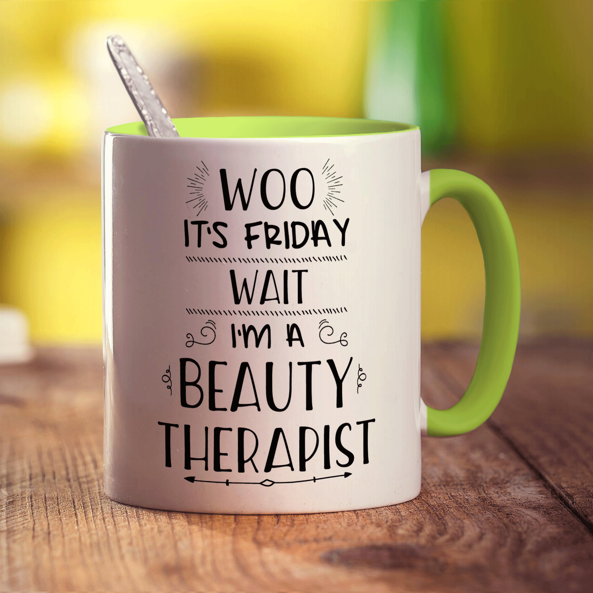 Woo It's Friday Wait I'm a Beauty Therapist Mug - Standard 330ml (11oz) / Green