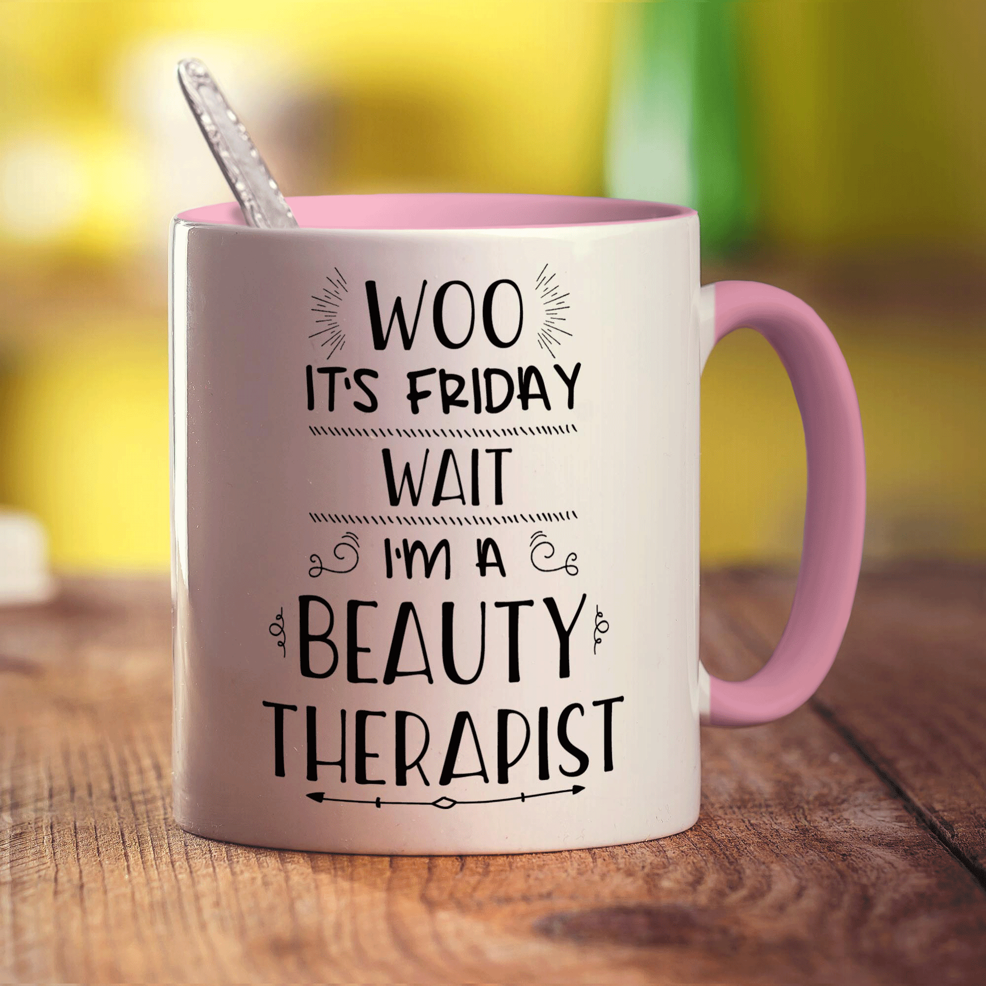 Woo It's Friday Wait I'm a Beauty Therapist Mug - Standard 330ml (11oz) / Pink