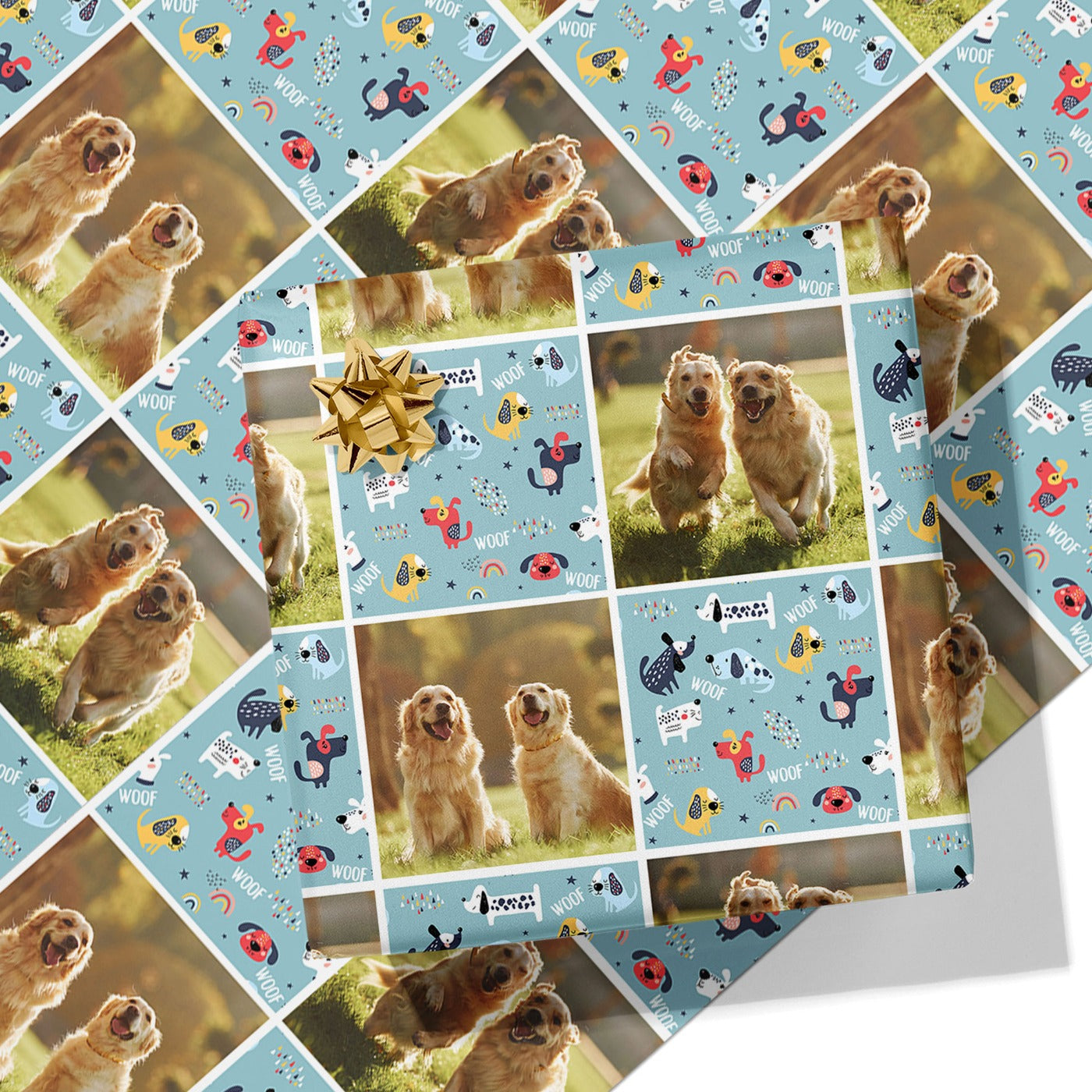Dog Photo Grid Wrapping Paper