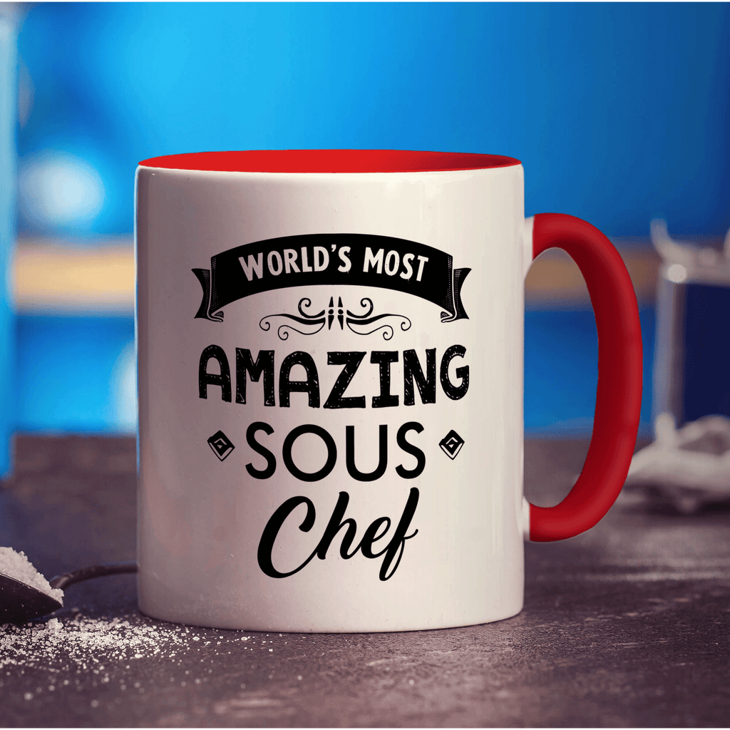 World's Most Amazing Sous Chef  Mug - Standard 330ml (11oz) / Red