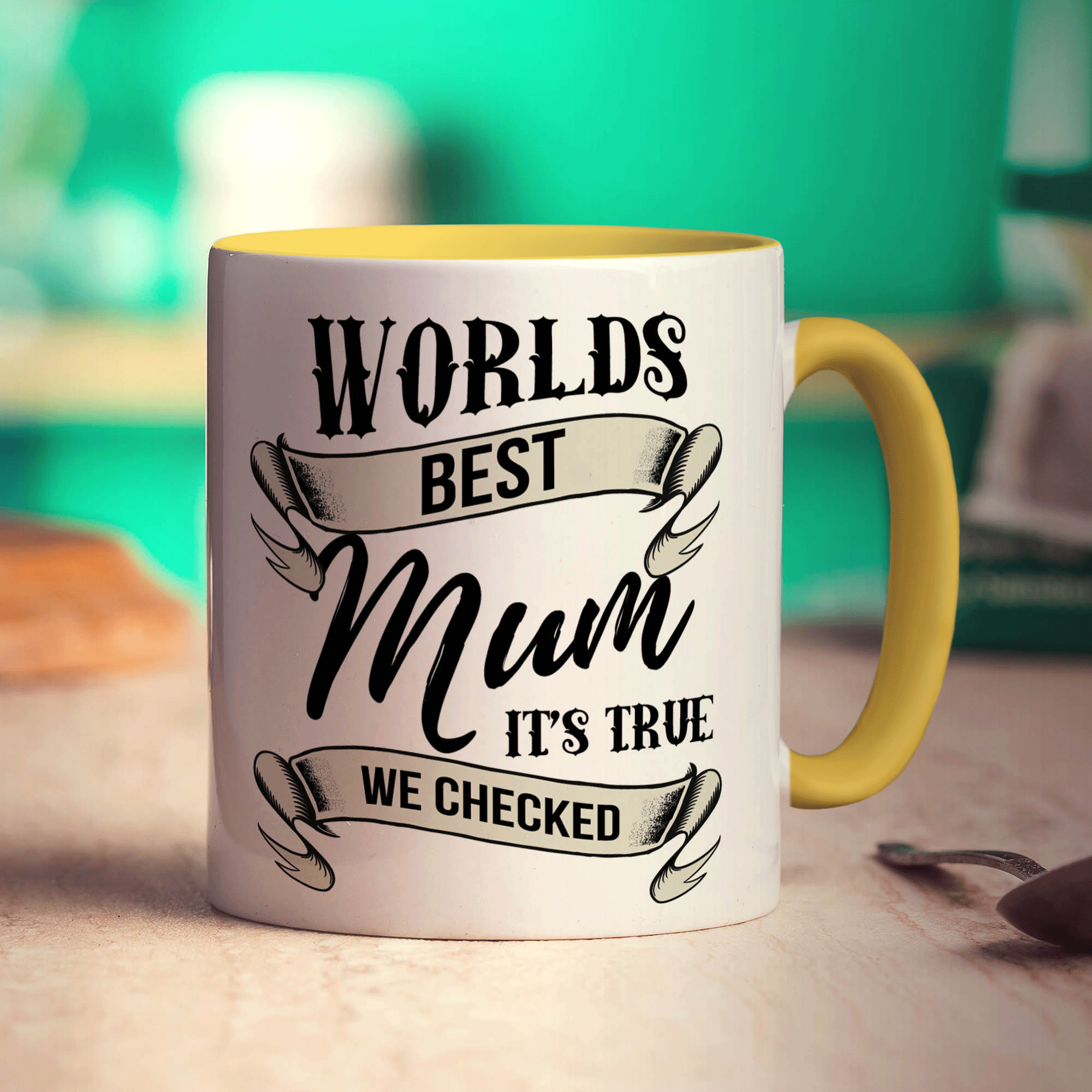 Worlds Best Mum It's True We Checked Mug - Standard 330ml (11oz) / Yellow
