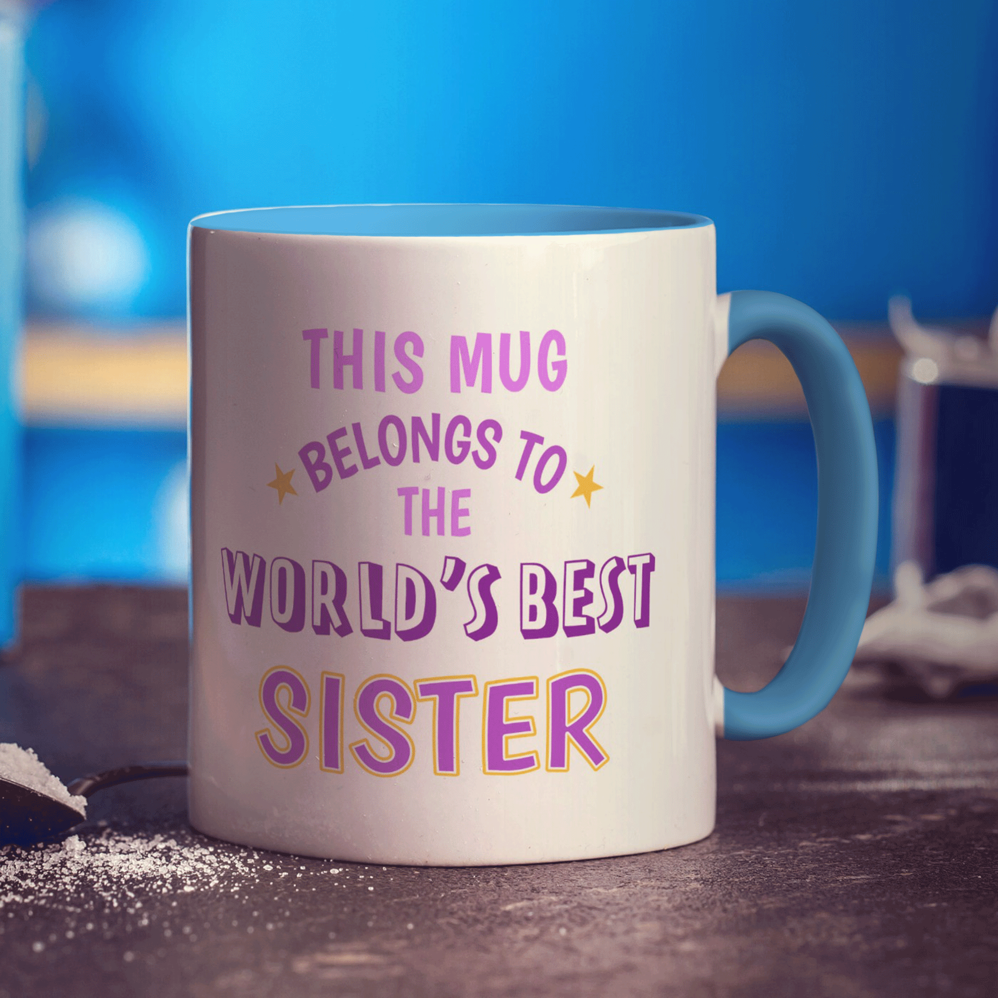 World's Best Sister Personalised Mug - Standard 330ml (11oz) / Blue