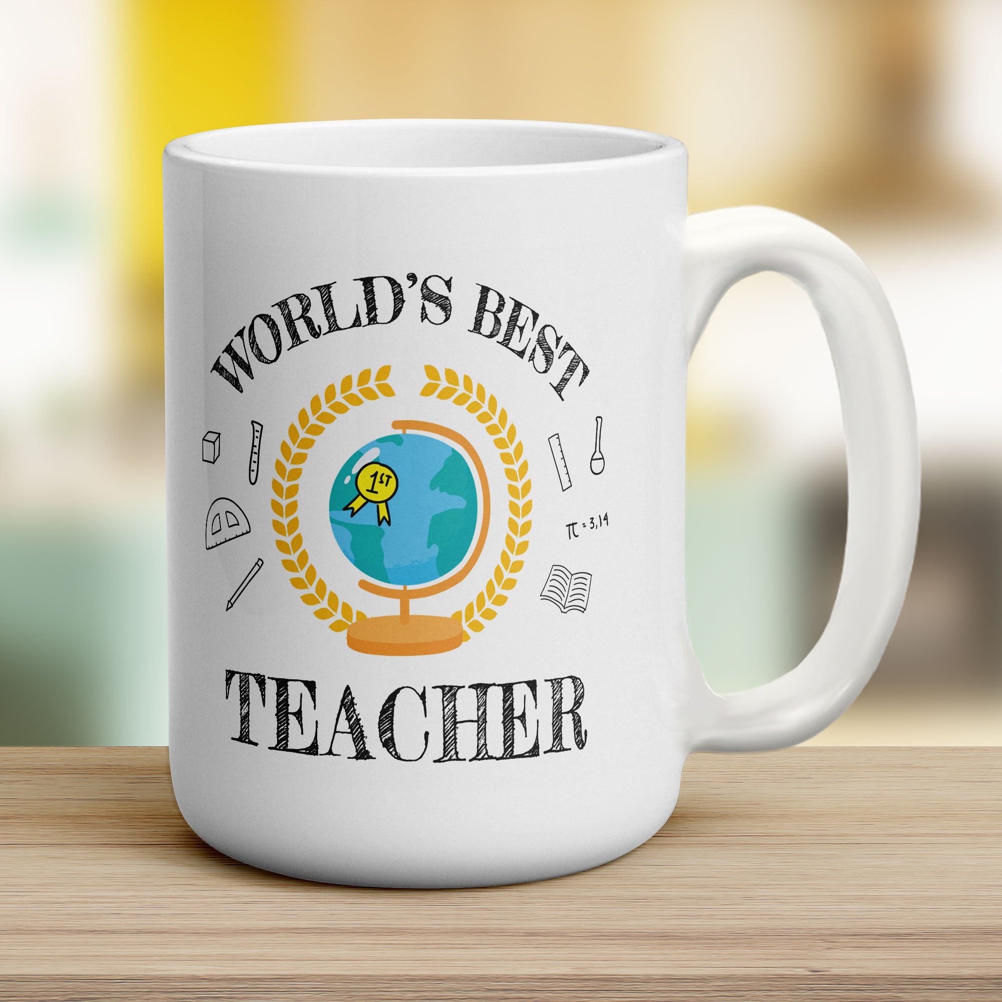 Personalised World's Best Teacher Mug - Jumbo 440ml (15oz) / White