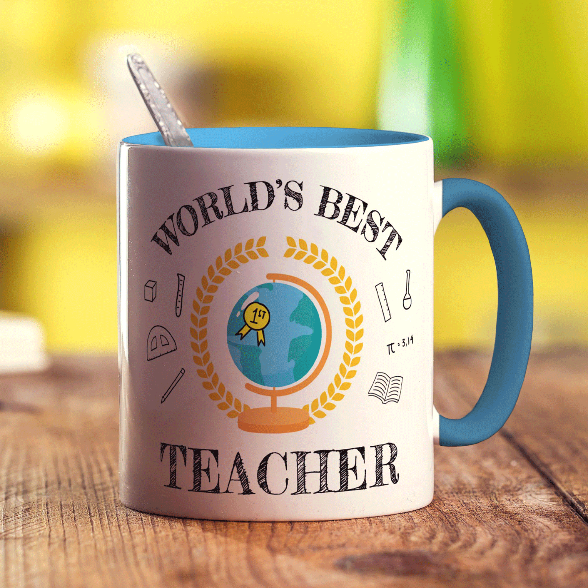 Personalised World's Best Teacher Mug - Standard 330ml (11oz) / Blue