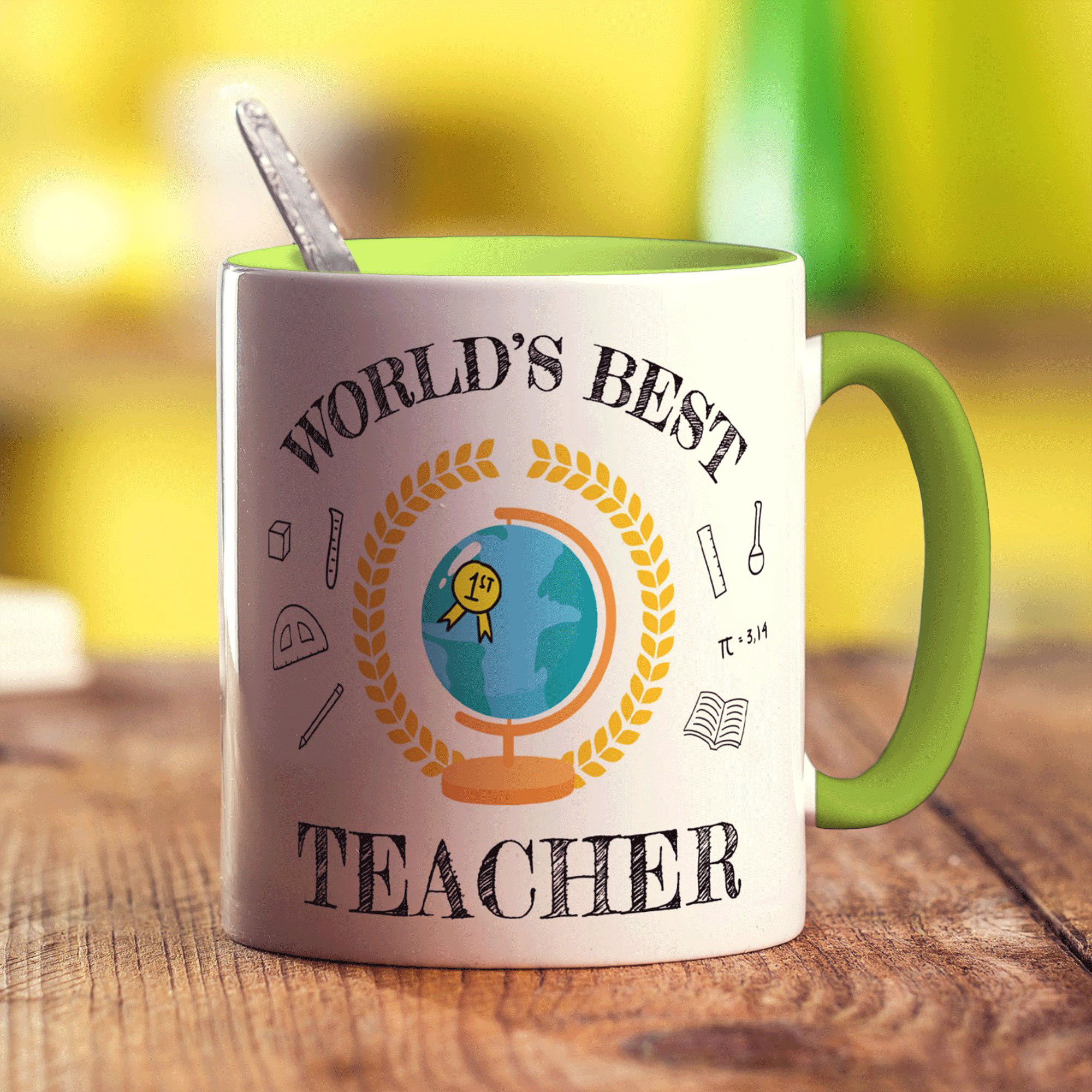 Personalised World's Best Teacher Mug - Standard 330ml (11oz) / Green
