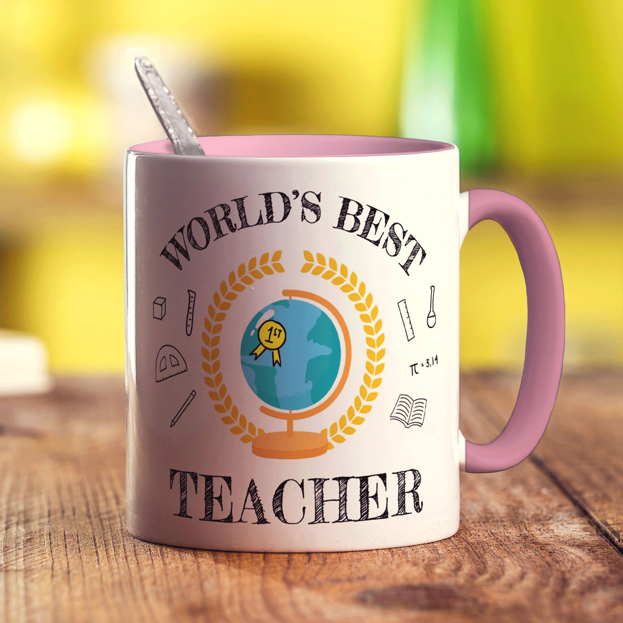 Personalised World's Best Teacher Mug - Standard 330ml (11oz) / Pink