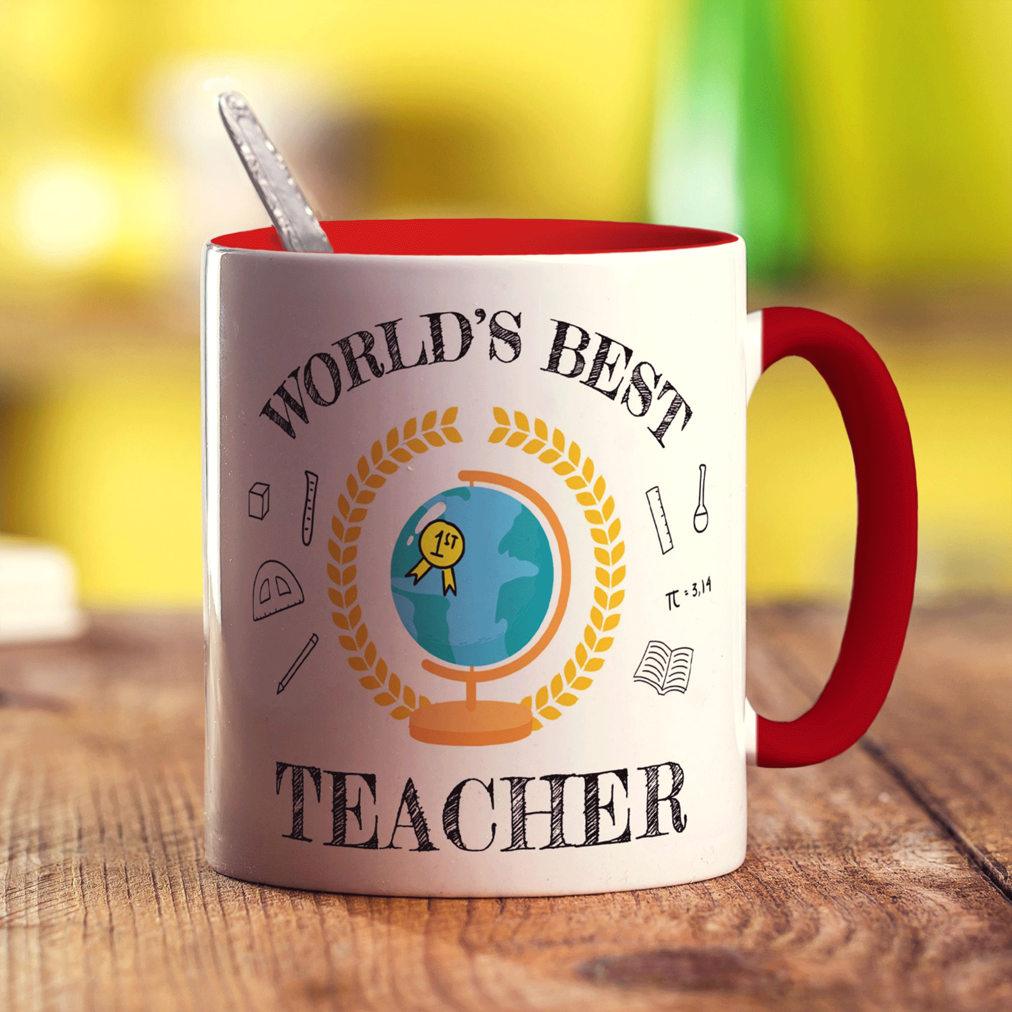 Personalised World's Best Teacher Mug - Standard 330ml (11oz) / Red