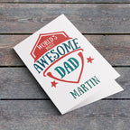 Personalised World's Most Awesome Dad Card Lying Down