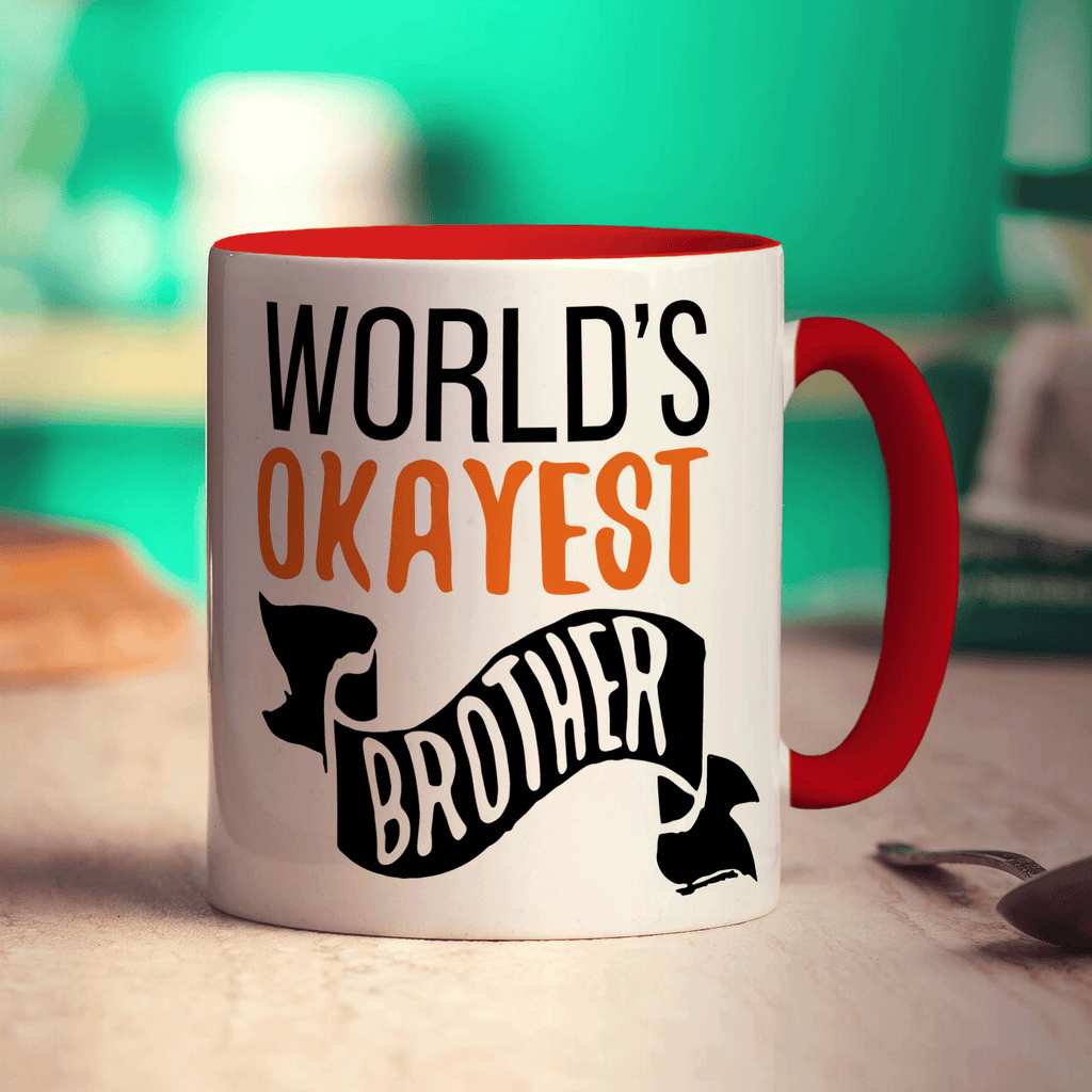 World's Okayest Brother Mug - Standard 330ml (11oz) / Red