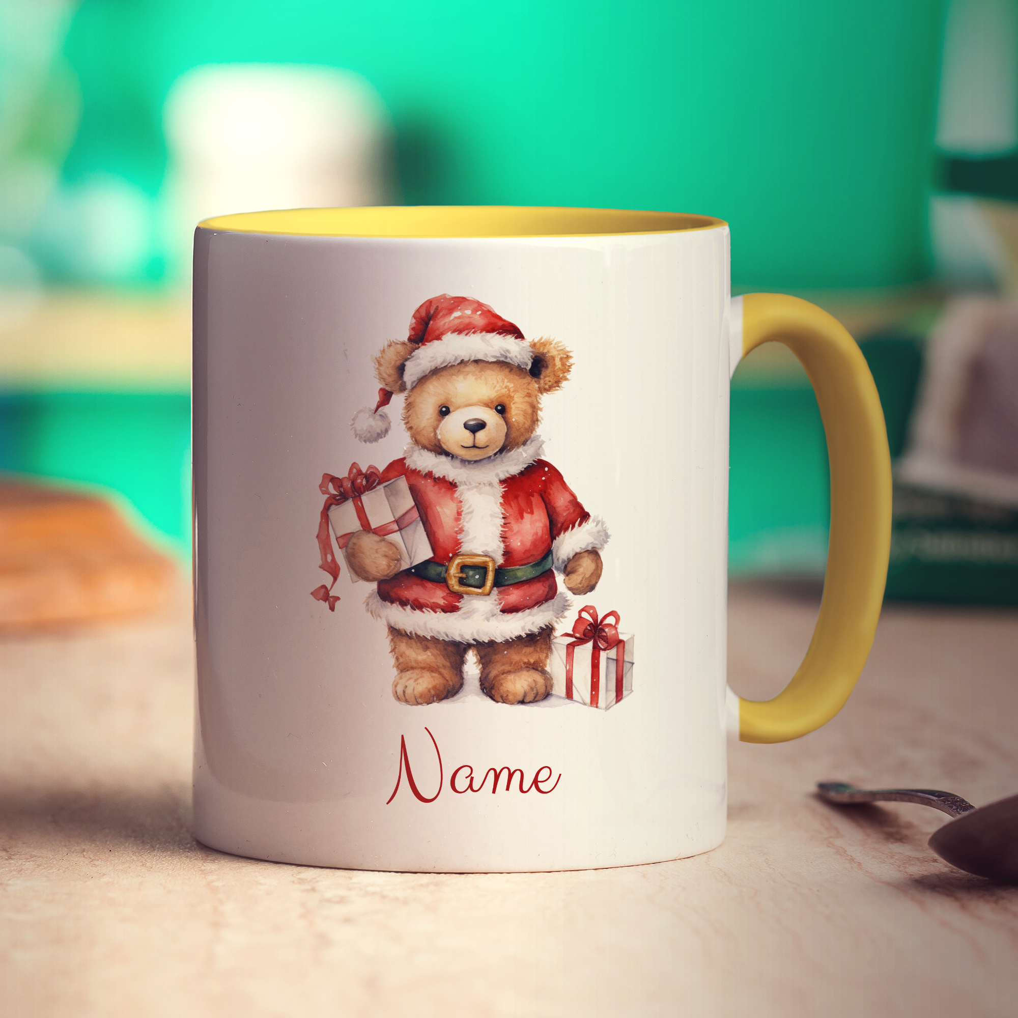 Christmas Teddy Bear Name Mug