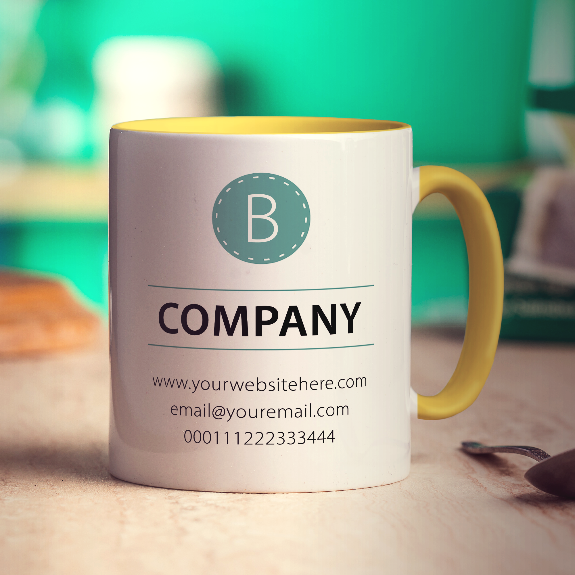 Promotional Mug with Teal Stamp